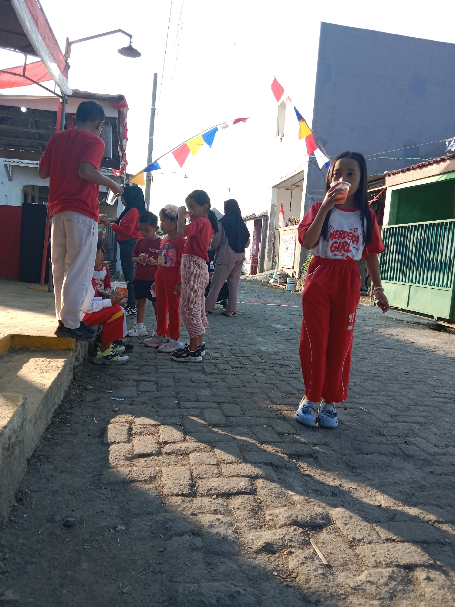 Indonesian Independence Day street gathering in Brangsong