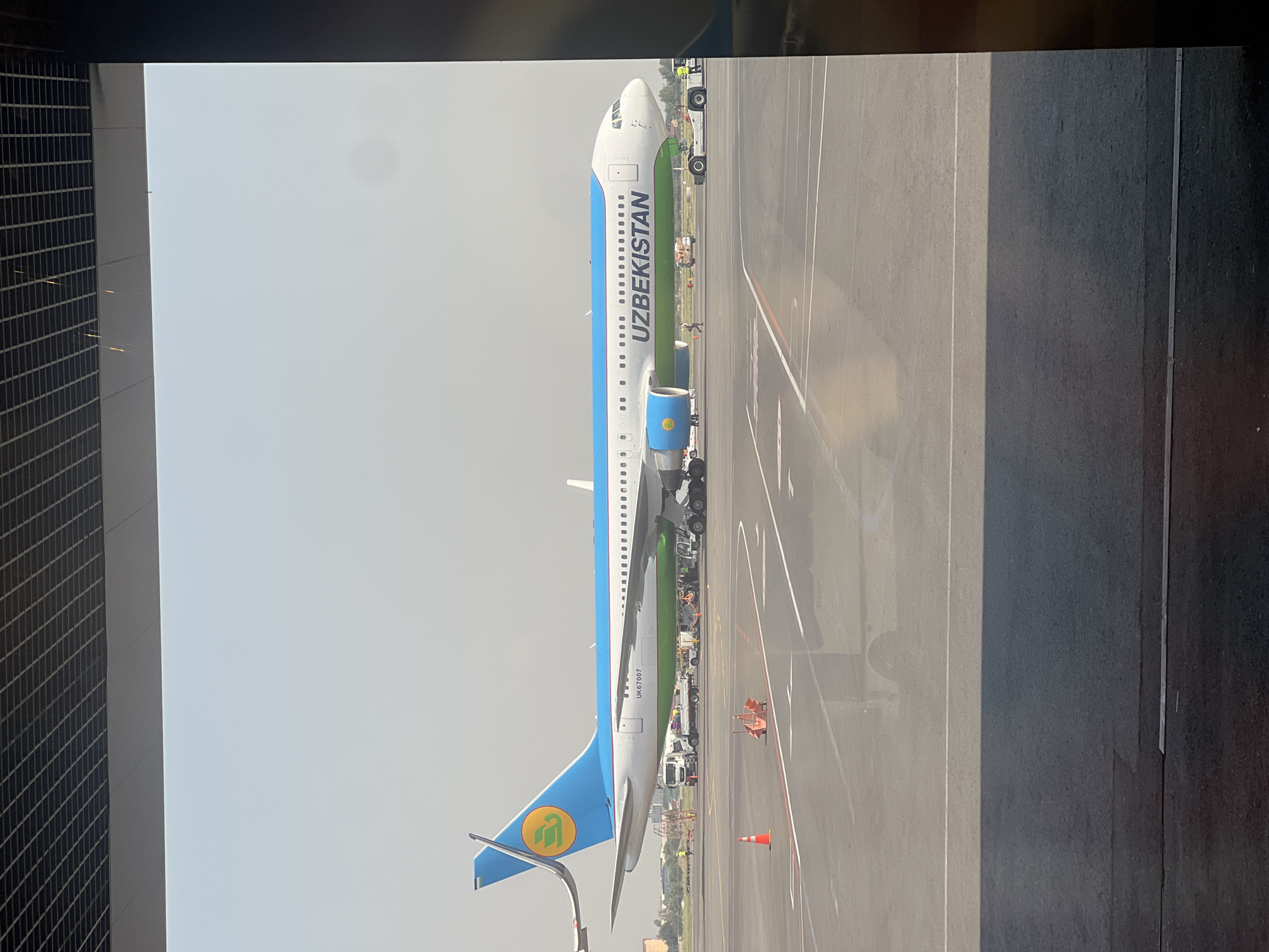 Aircraft on the tarmac and crafts in the shops of Tashkent