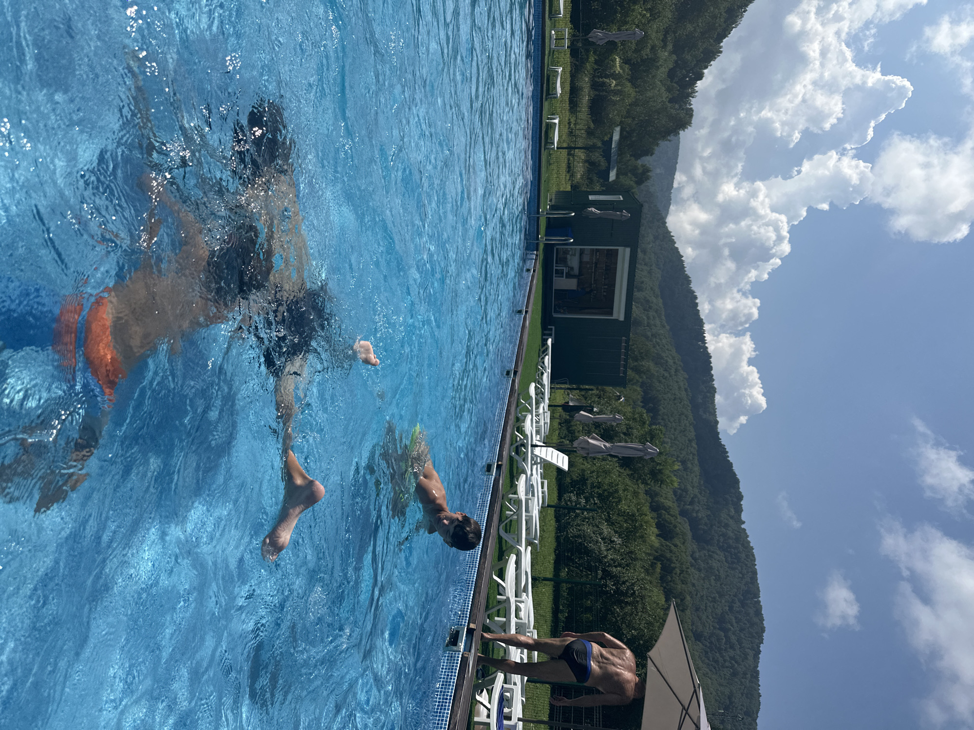 Sunny poolside afternoon in the Altai region of Russia
