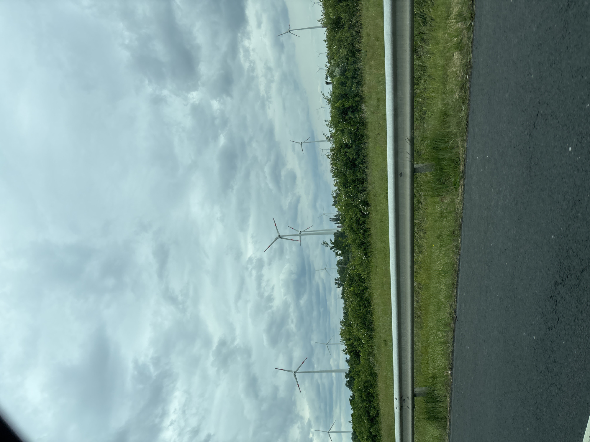 Wind turbines spotted from road near Levél, Hungary