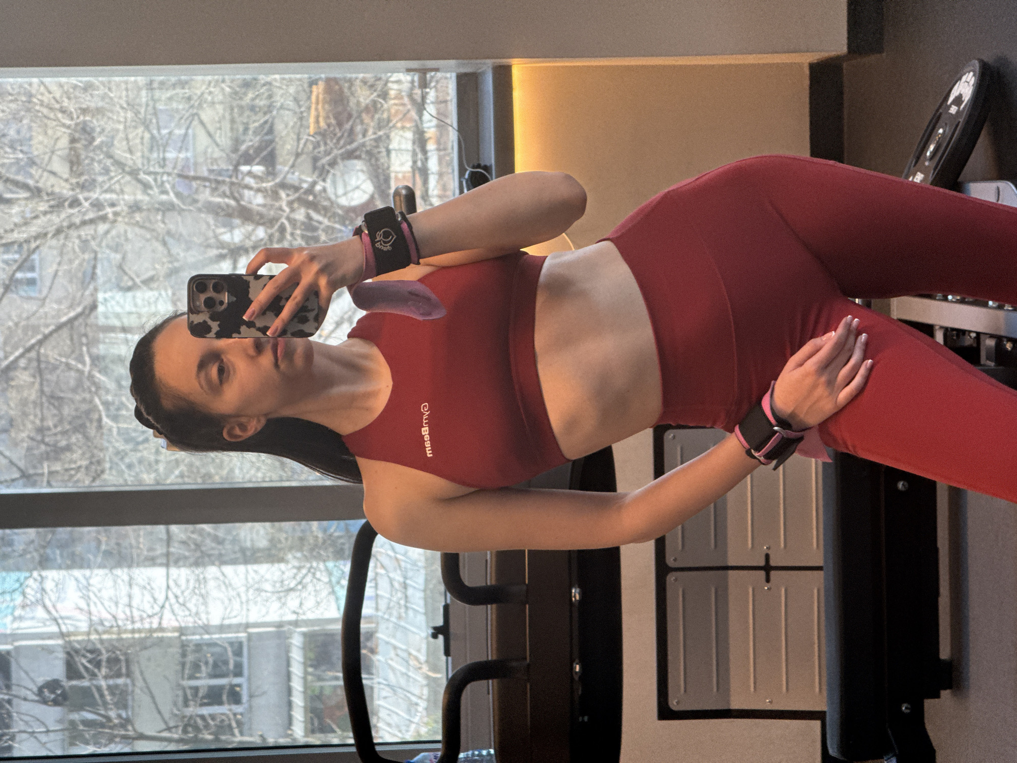 Woman Takes Workout Selfie in Sofia Indoor Location