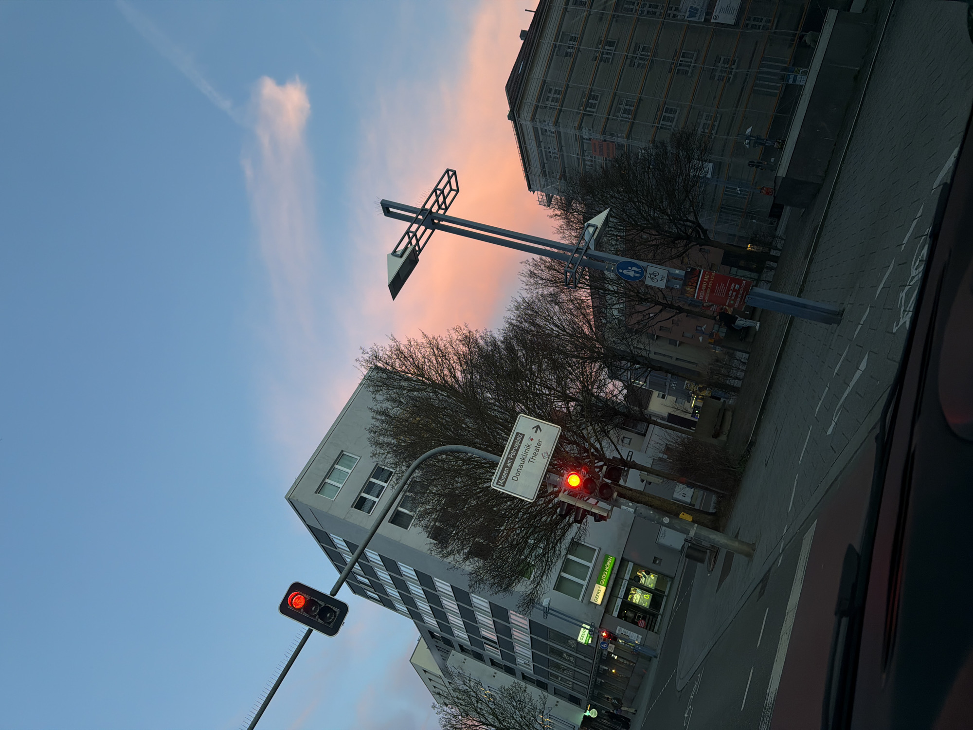 Dusk scene captured in Neu-Ulm showing modern architecture