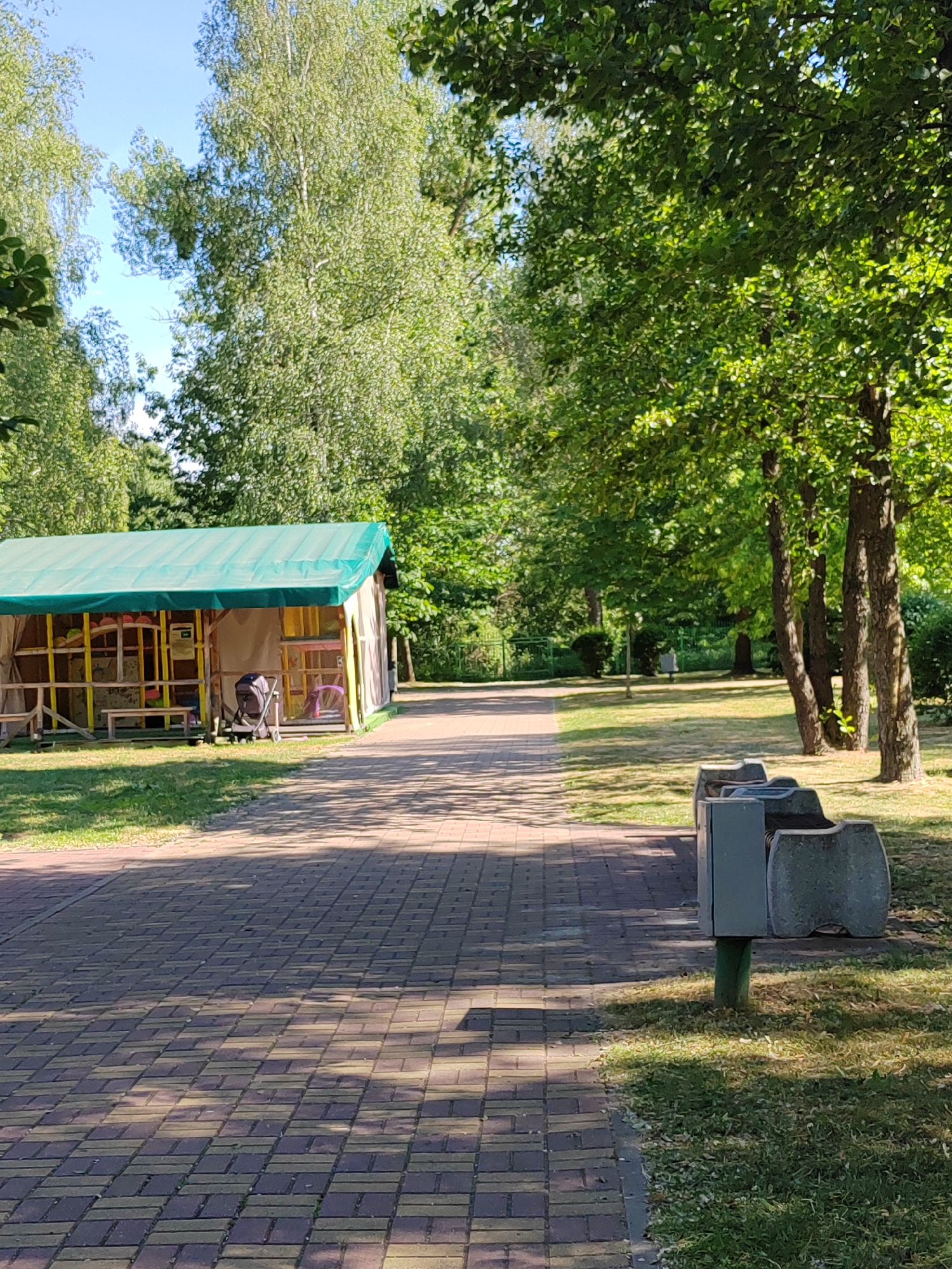 Summer afternoon at Brest park features rides and poplar fluff