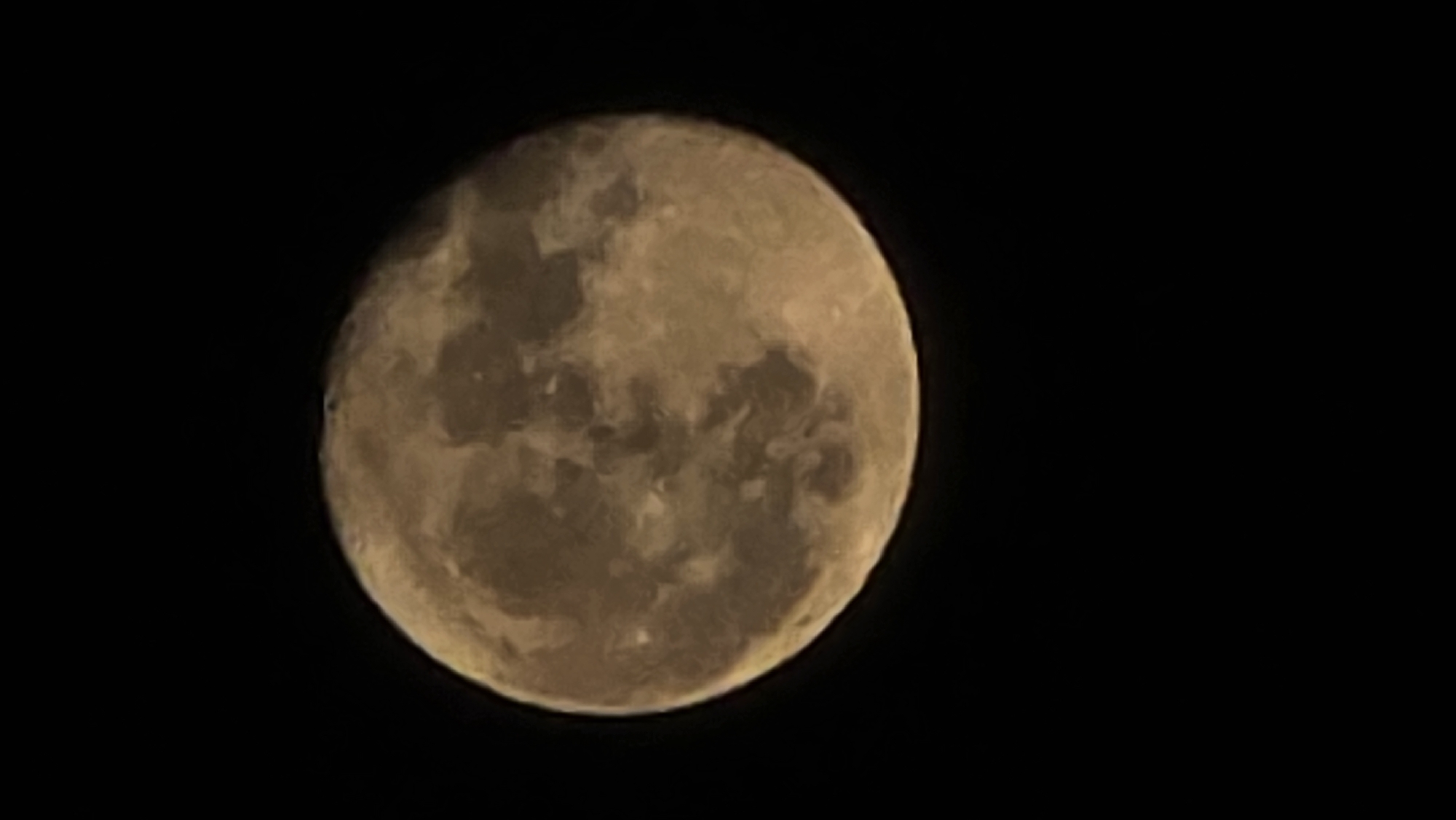 Golden full moon observed over Sofia, Bulgaria
