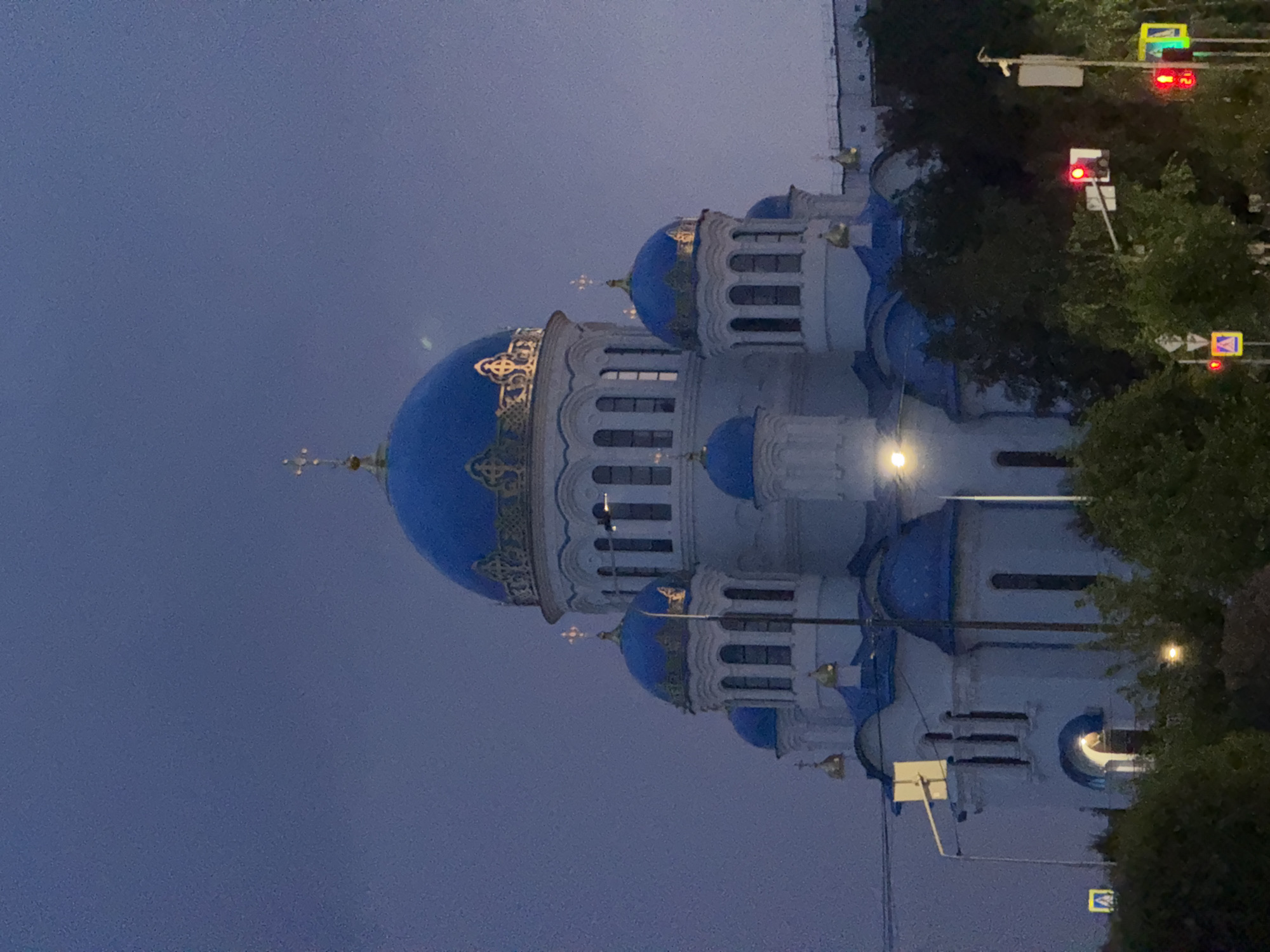 Evening scenes captured at Surgut cathedral and bull sculpture
