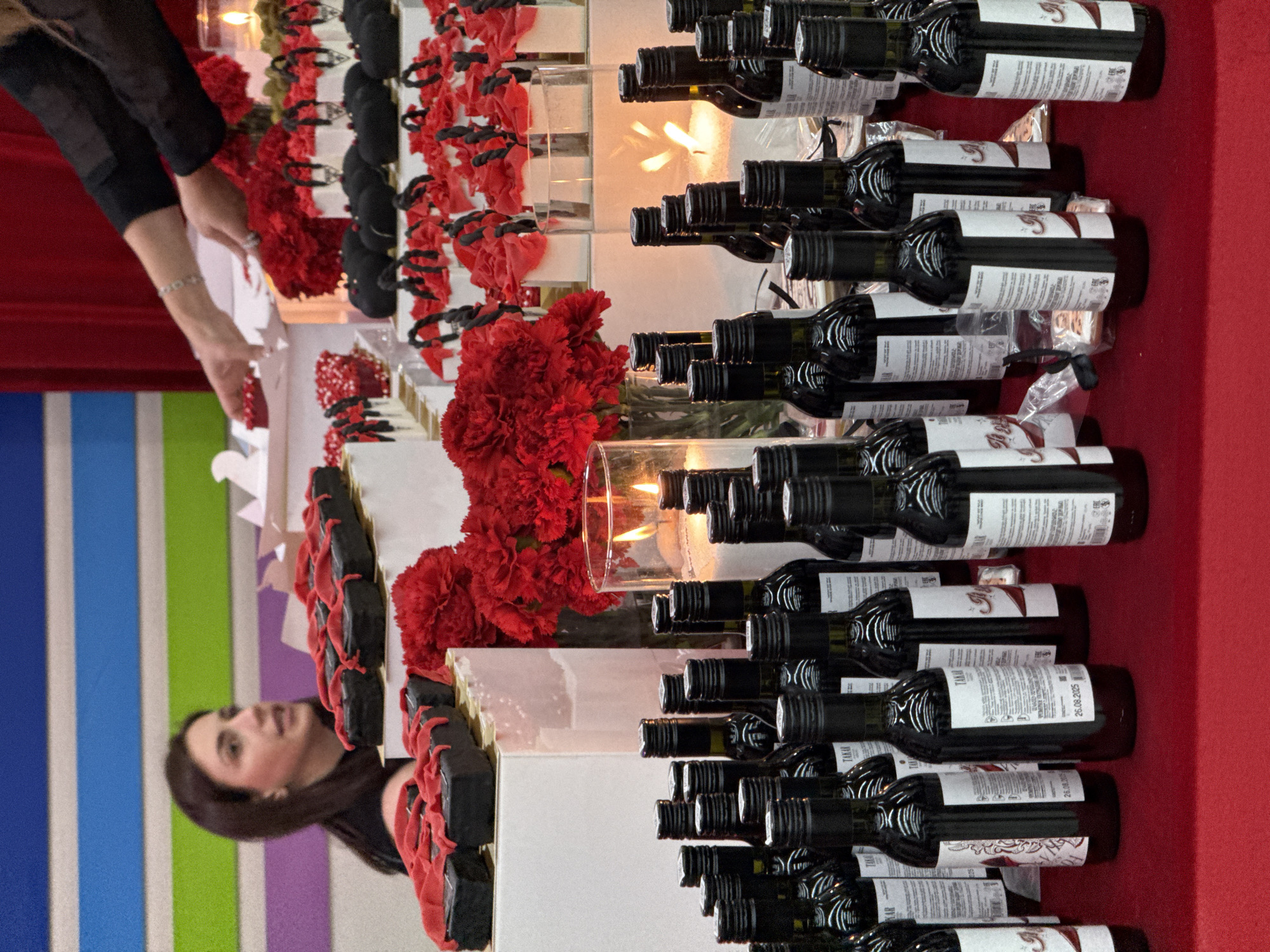 Event celebration with wine bottles and flowers in Yerevan