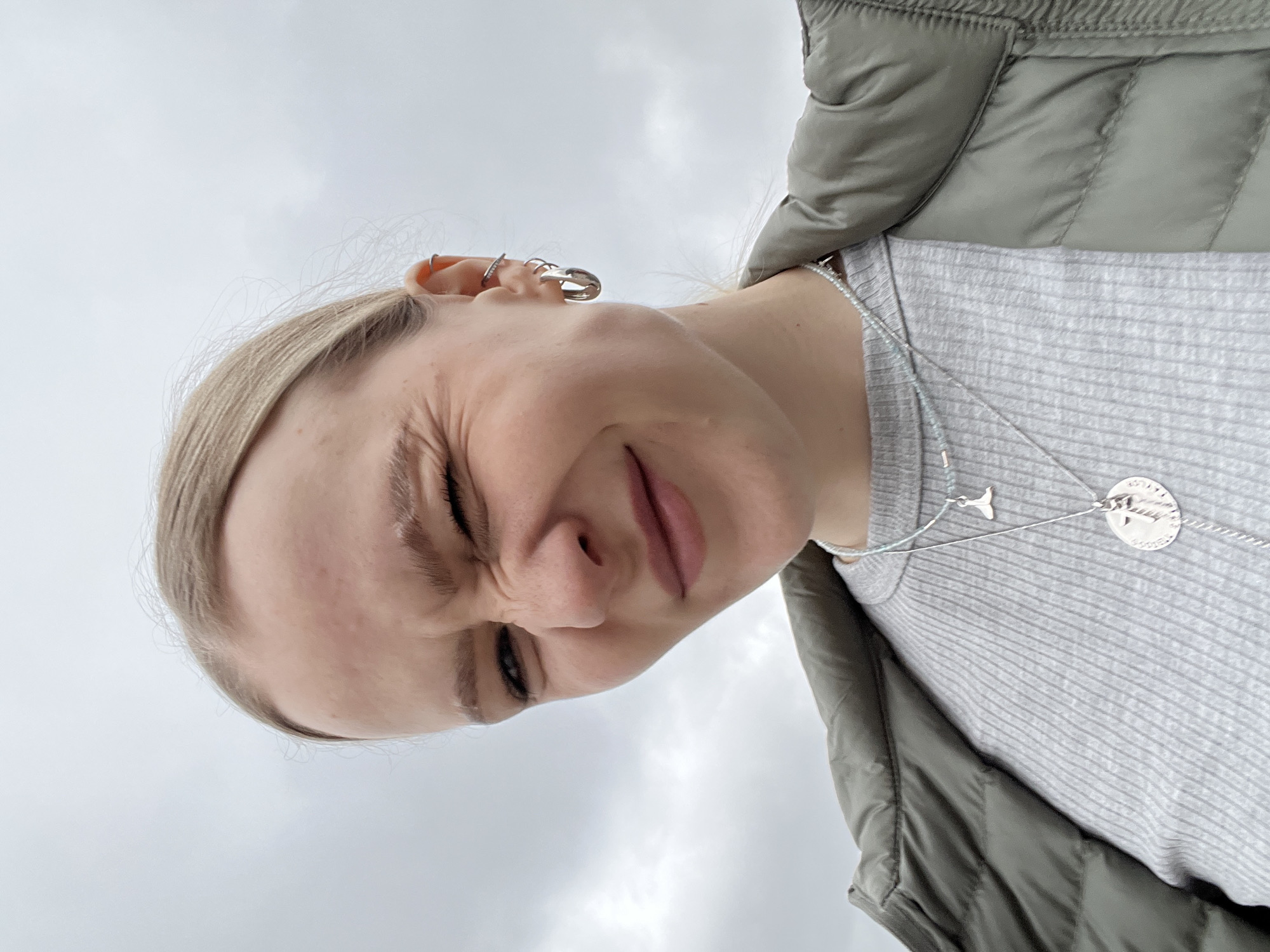 Woman photographed from low angle in Khimki, Russia
