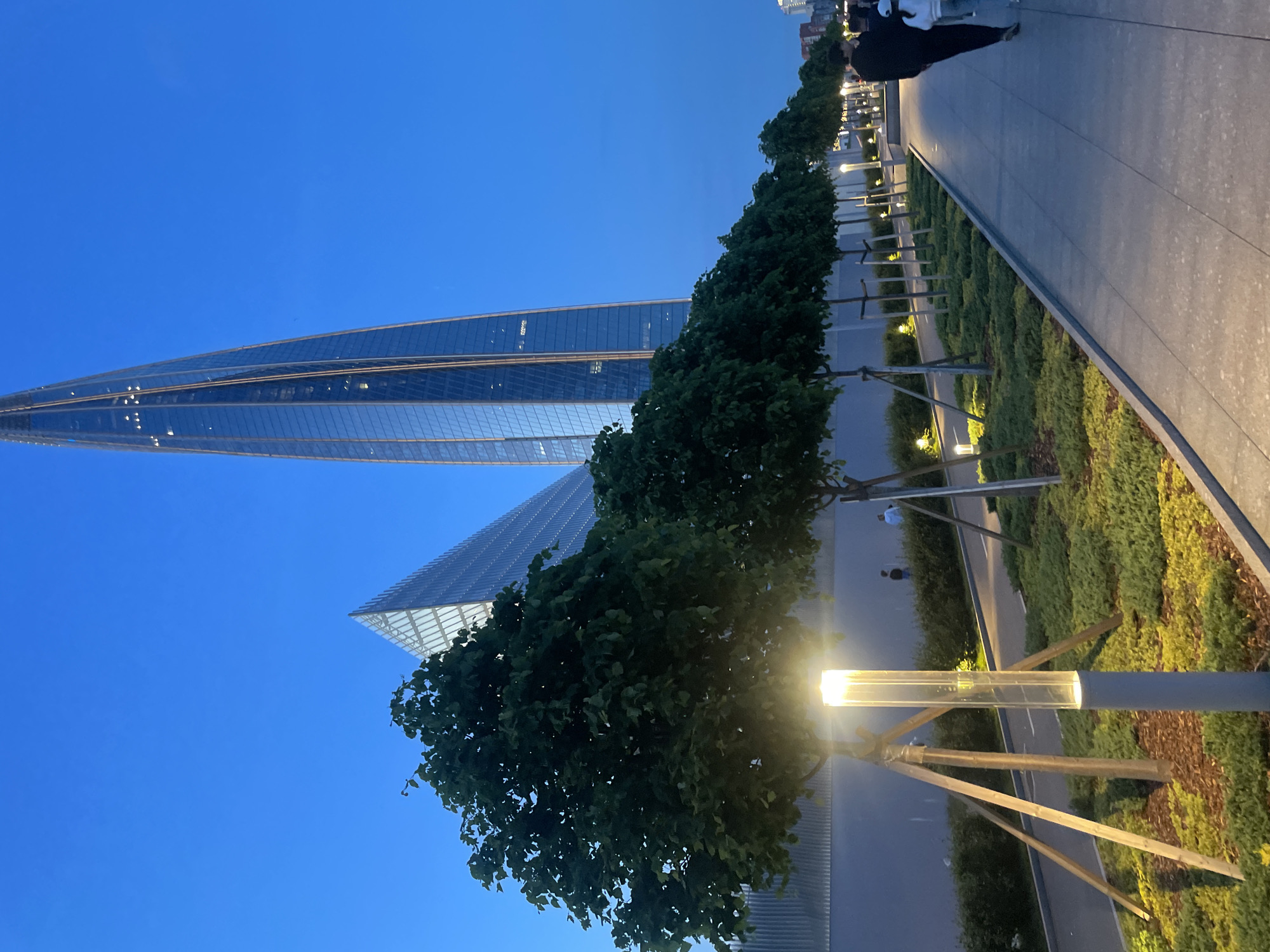 Lakhta Center skyscraper photographed at dusk in Saint Petersburg