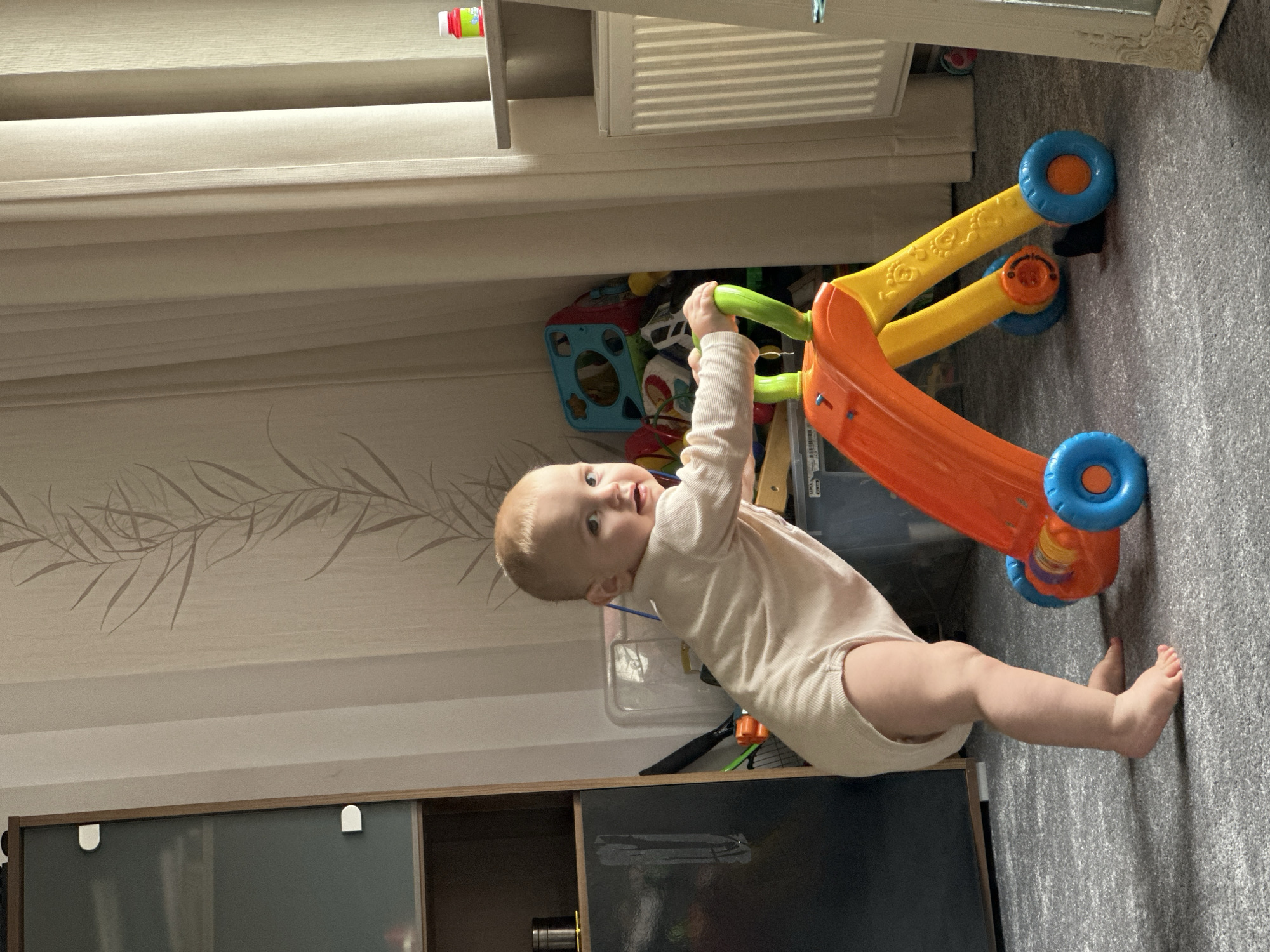 Baby's playtime documented in Fredenbeck home Sunday afternoon
