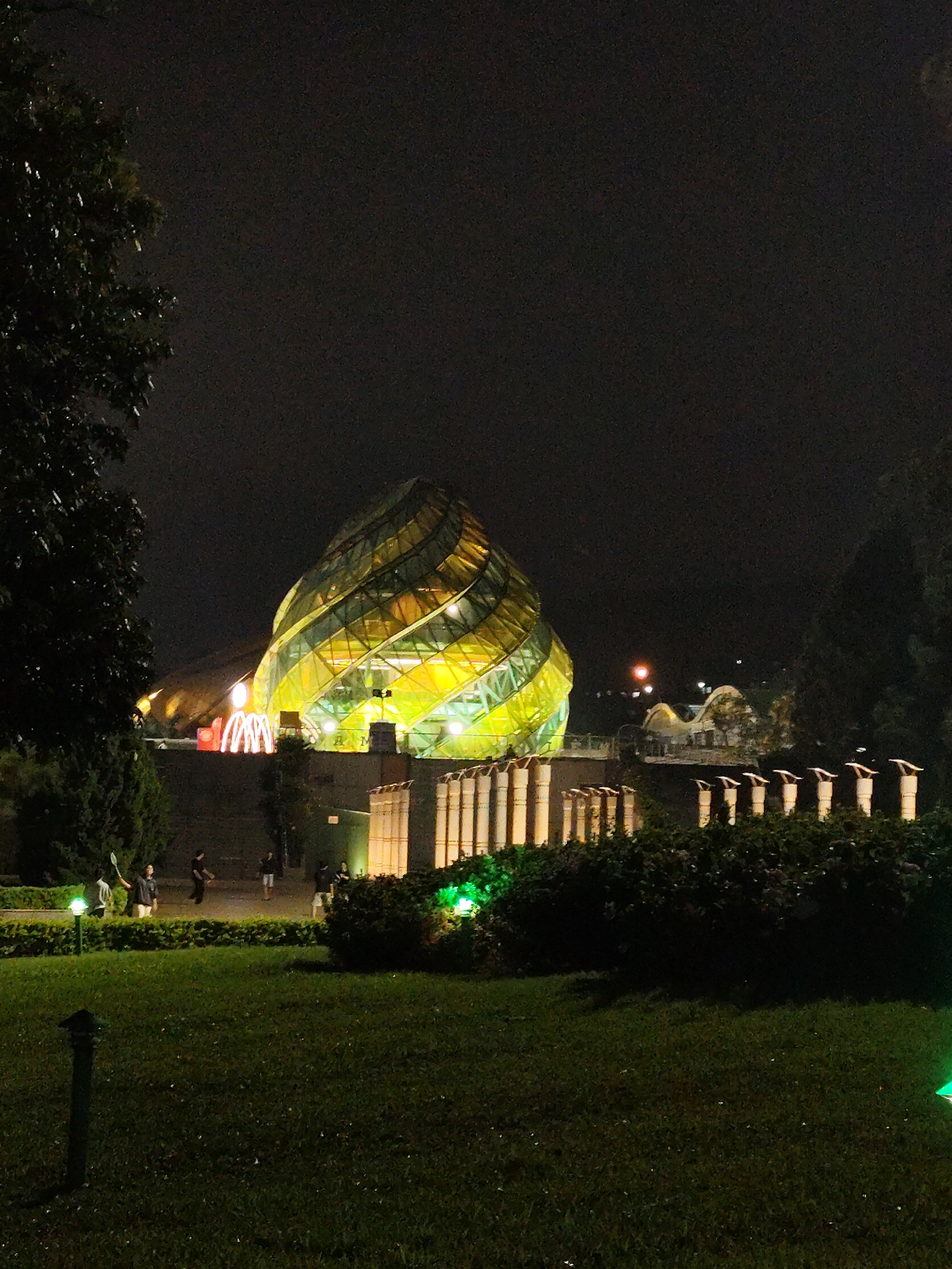 Evening recreation captured at illuminated Da Lat park