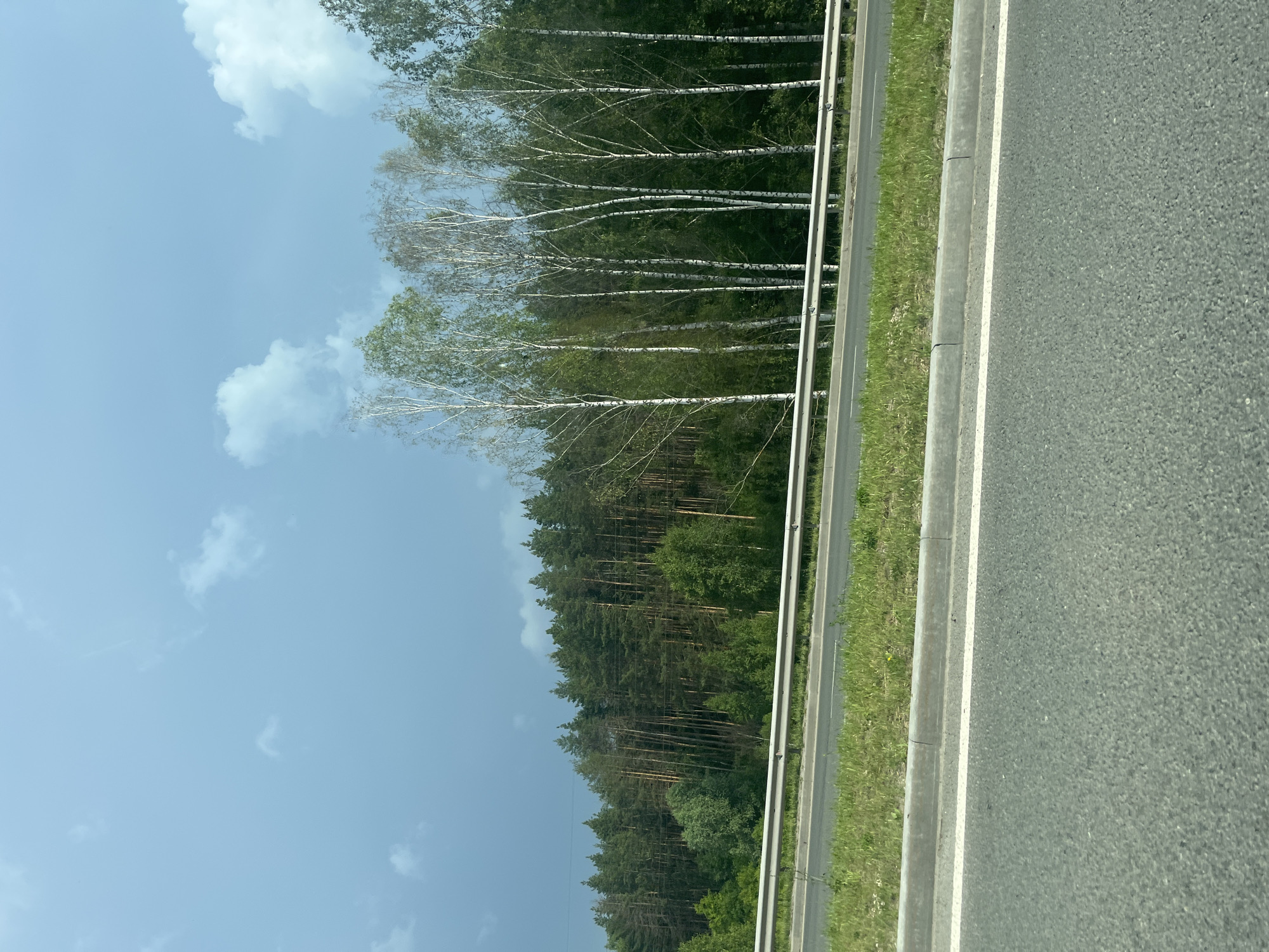 Highway through forested area in Zelenodol'sk, Russia