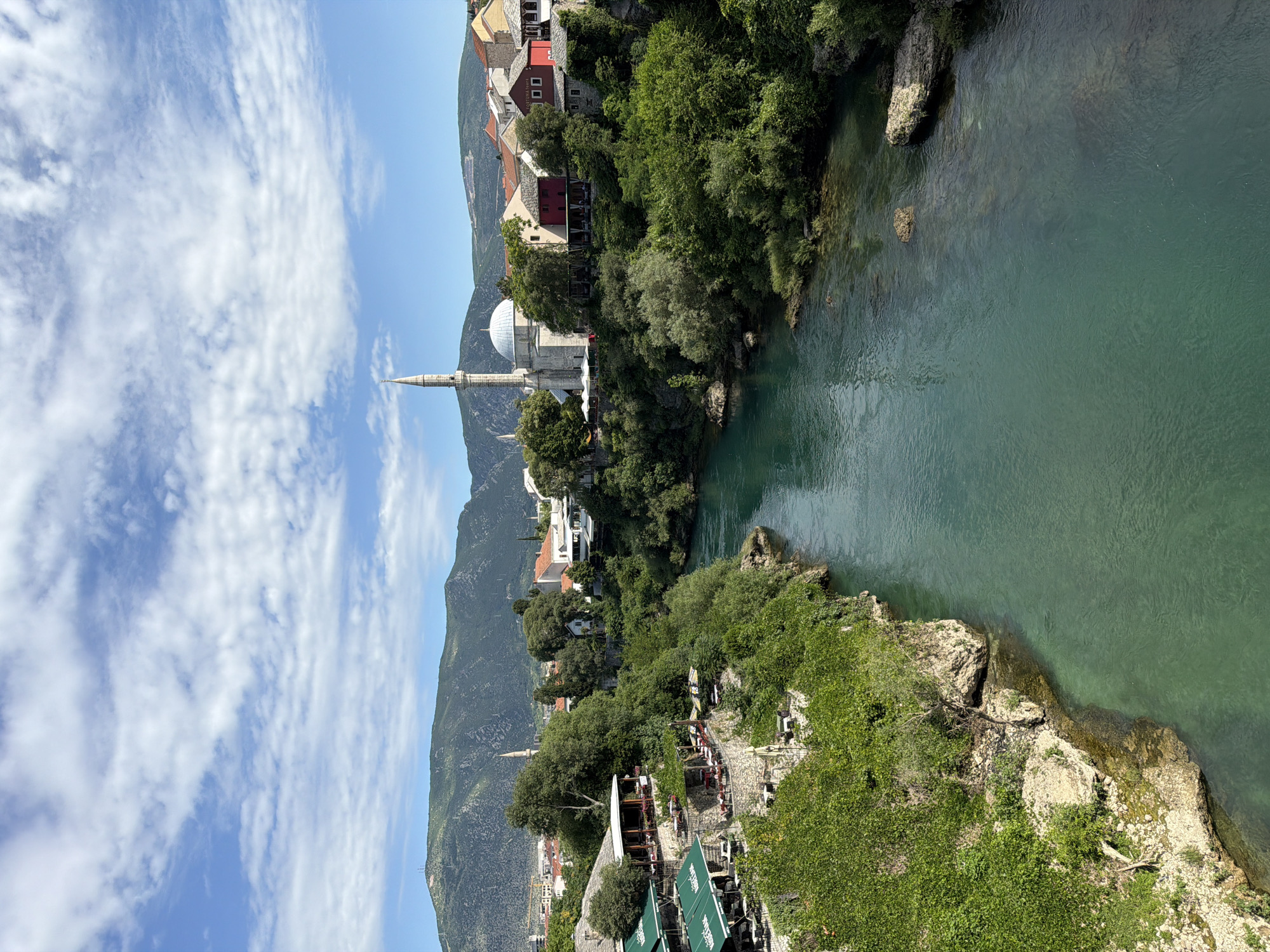Morning scenes captured at Mostar's historic Old Bridge district