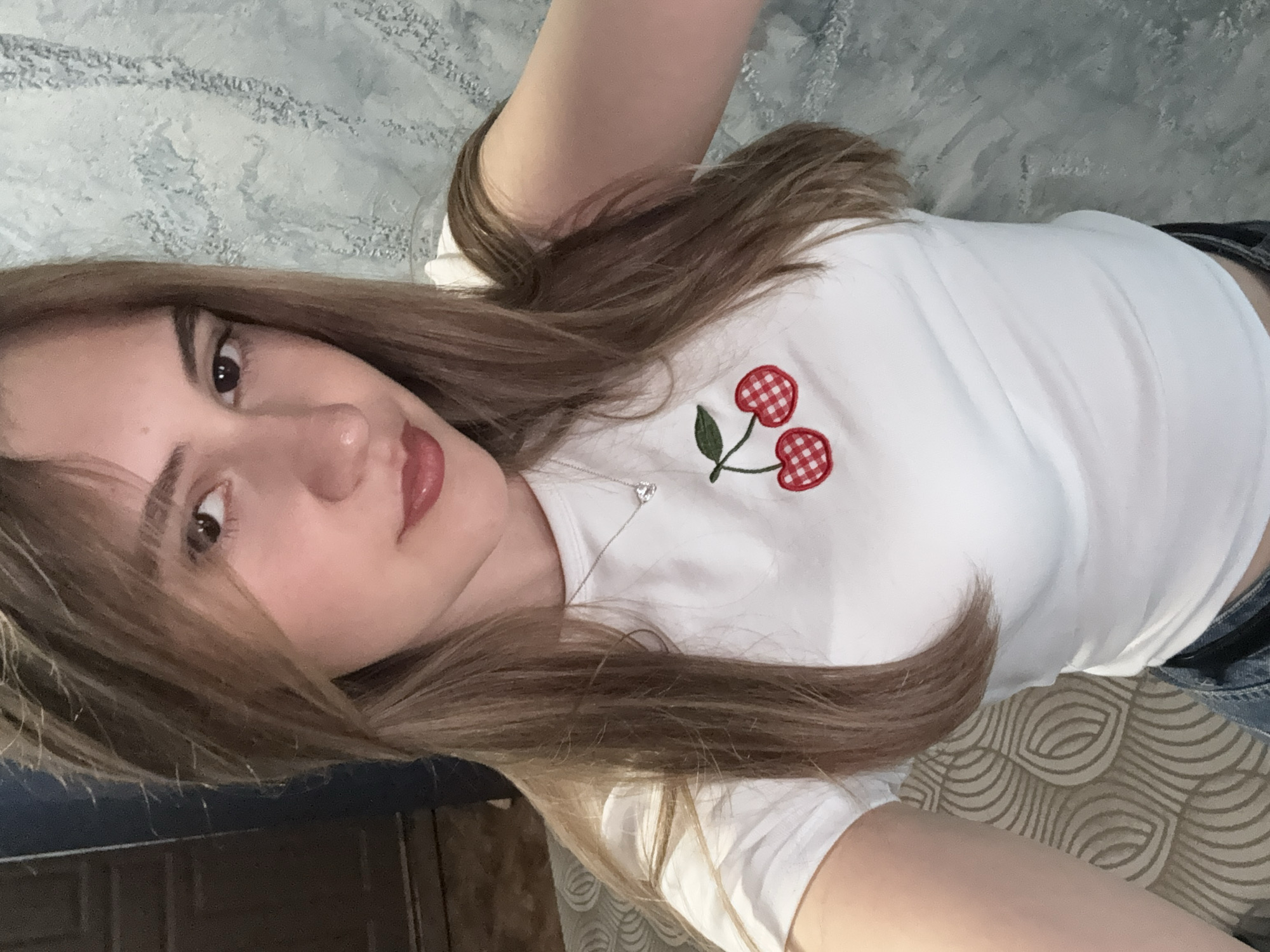 Woman takes morning selfies in Panagyurishte, Bulgaria