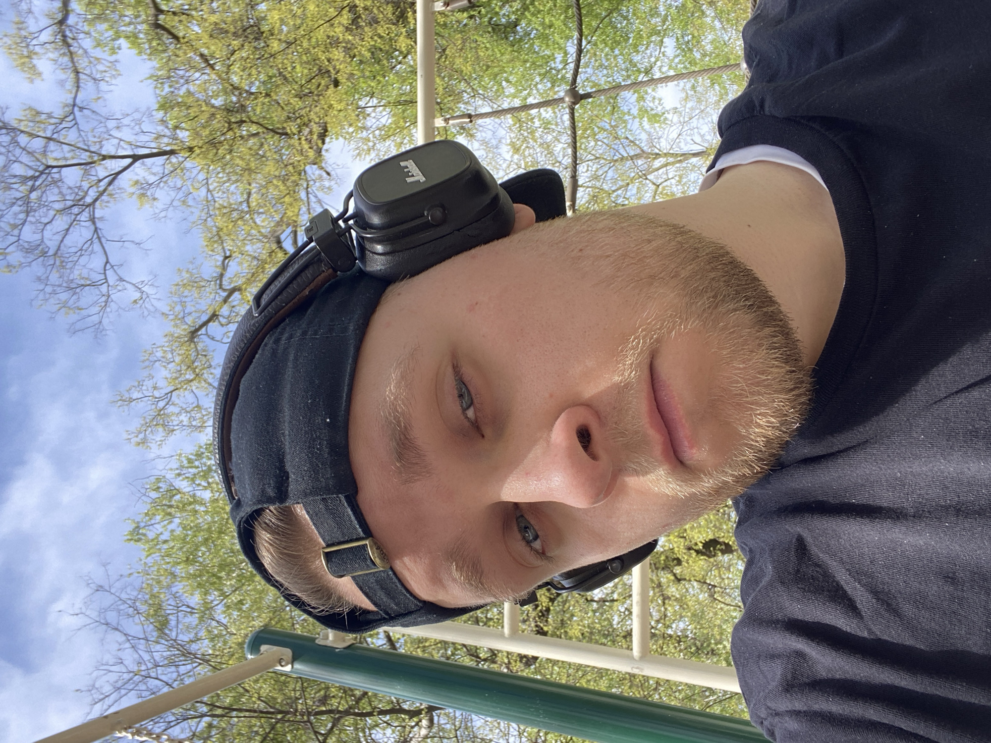 Young man takes selfie outdoors in Subotica, Serbia