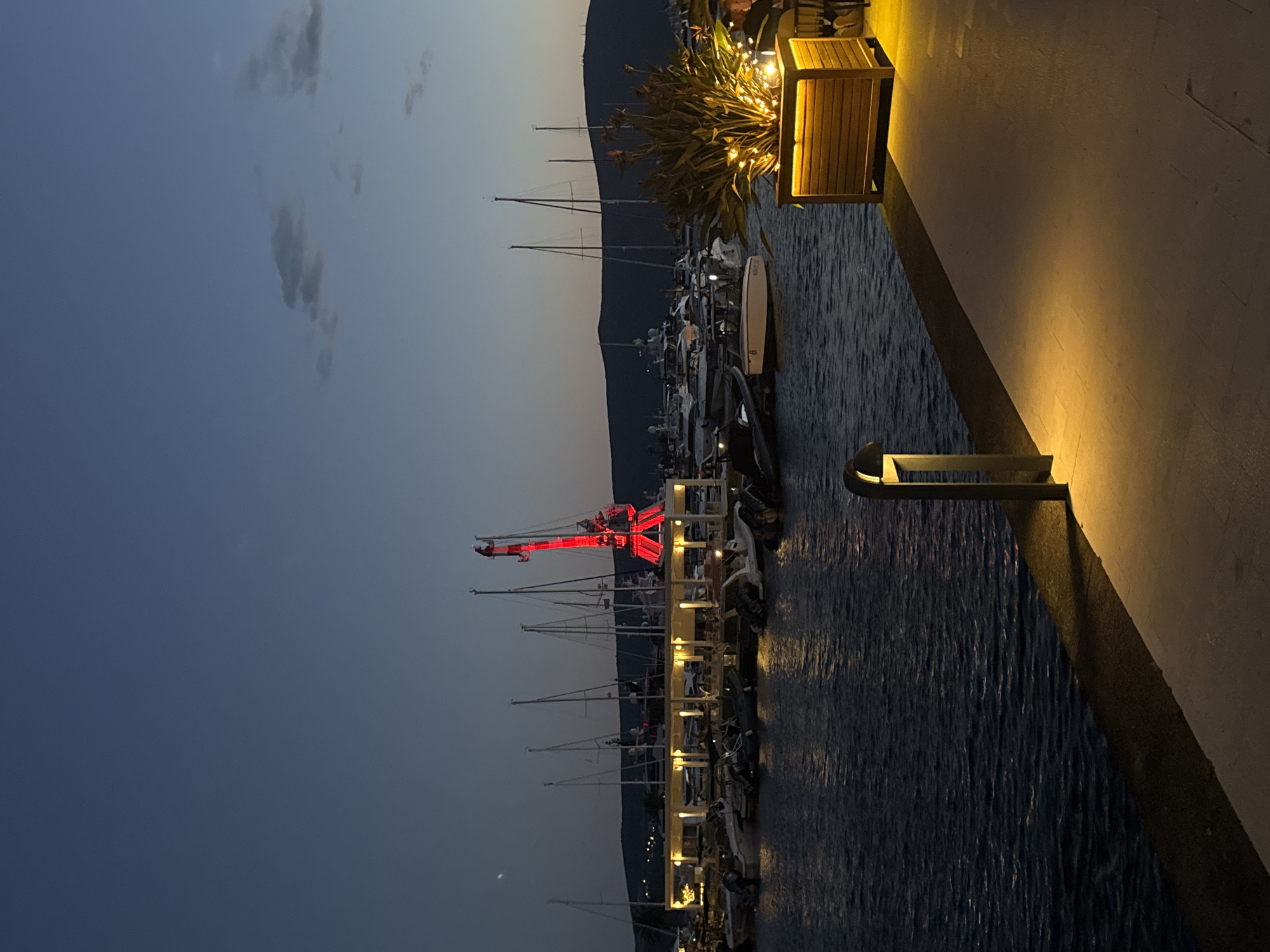 Evening harbor scene captured in Tivat, Montenegro