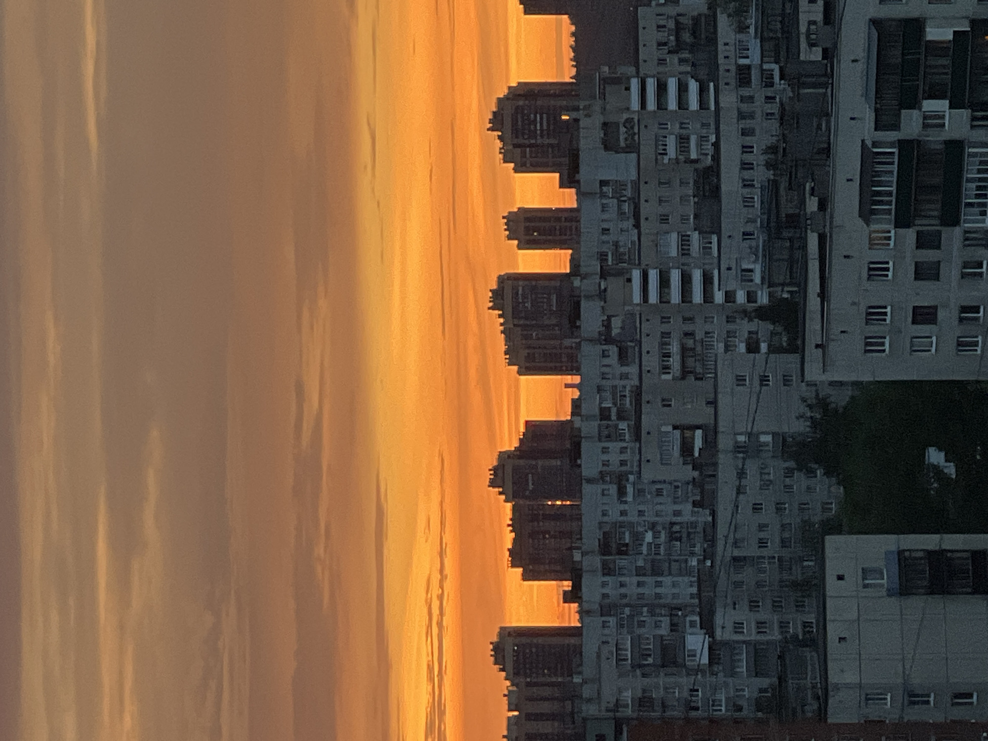 Saint Petersburg skyline glows during a July sunset