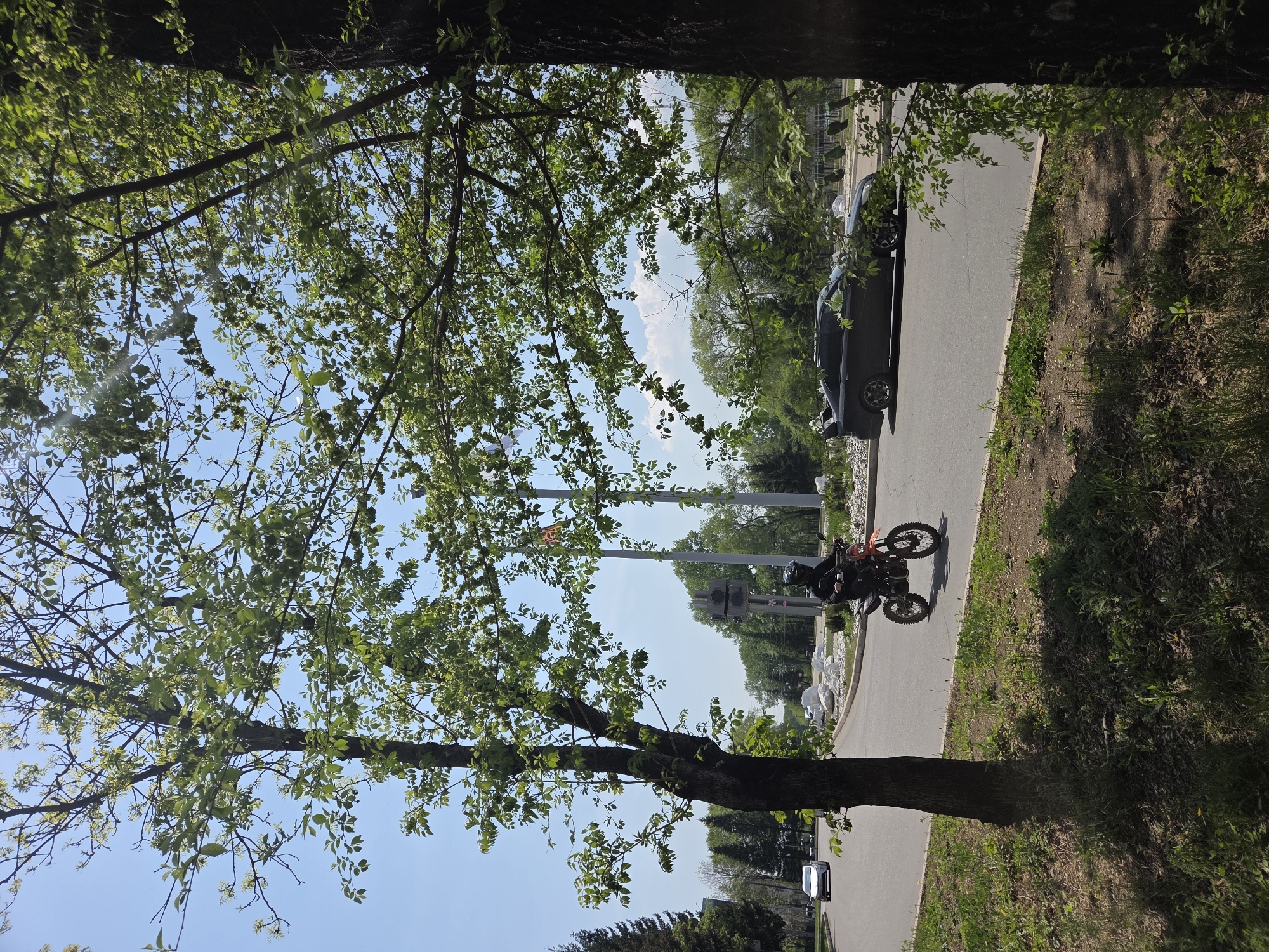 Morning street life and flags observed in Birobidzhan