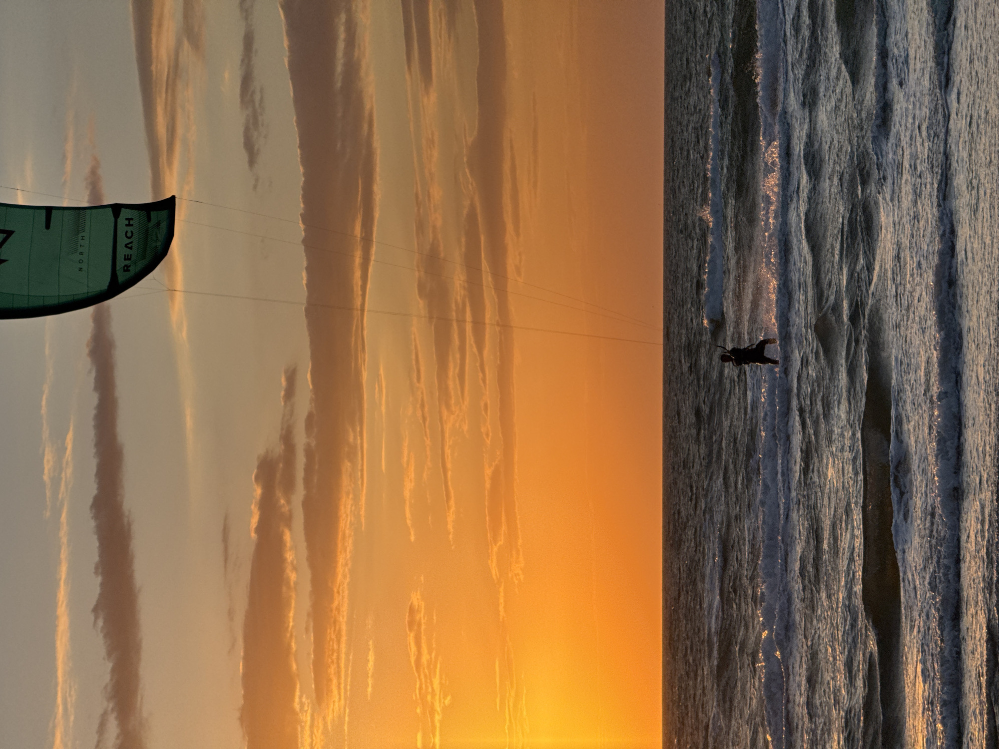 Kitesurfer spotted at sunset off Shchelkino, Ukraine coast