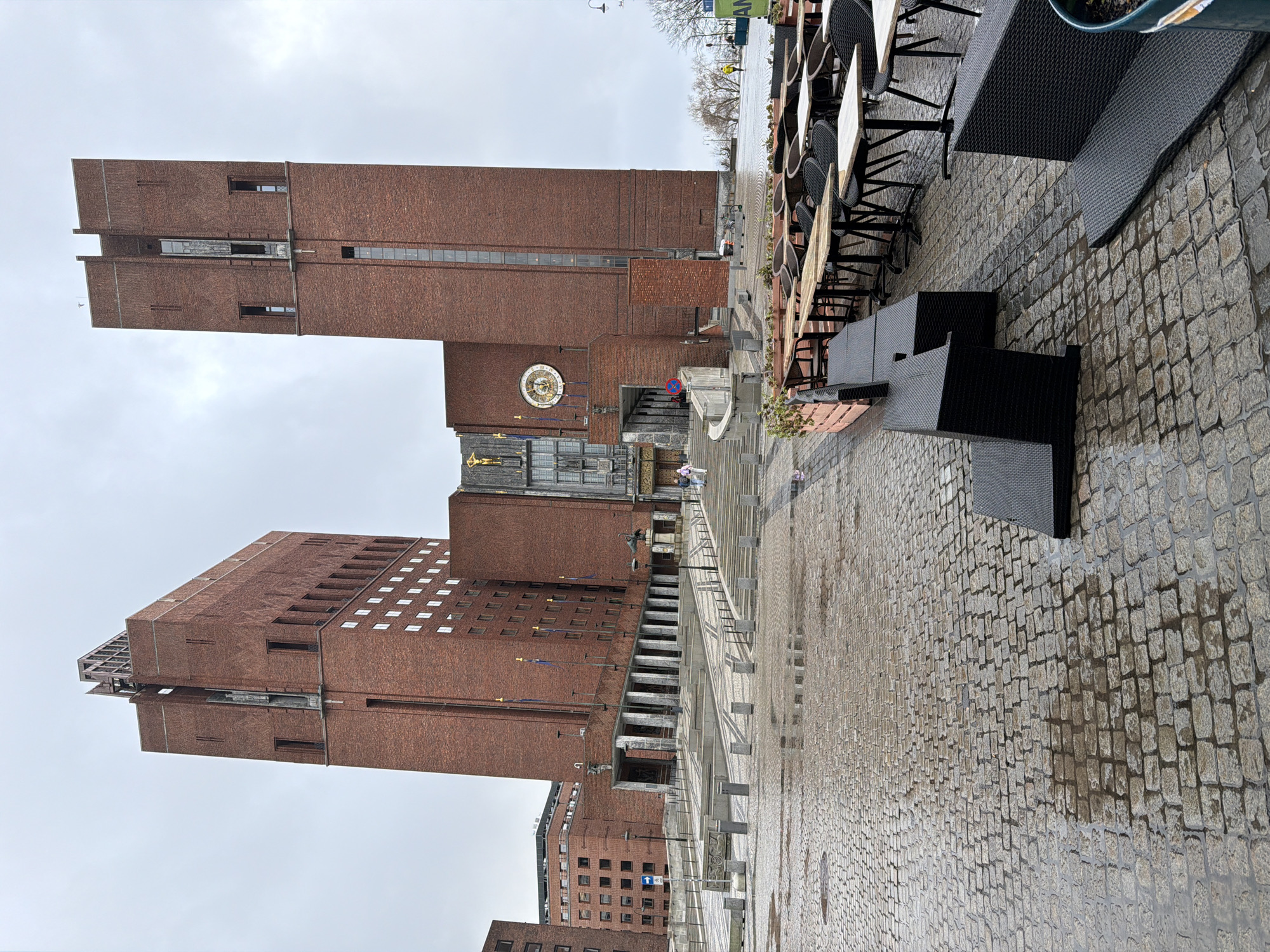 Oslo City Hall documented from plaza level