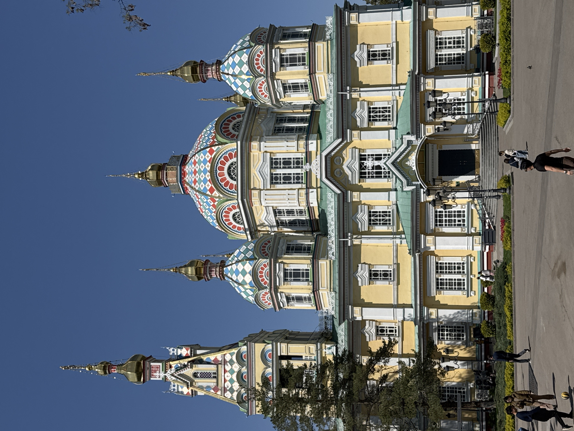 Ascension Cathedral photographed in morning sunlight in Almaty