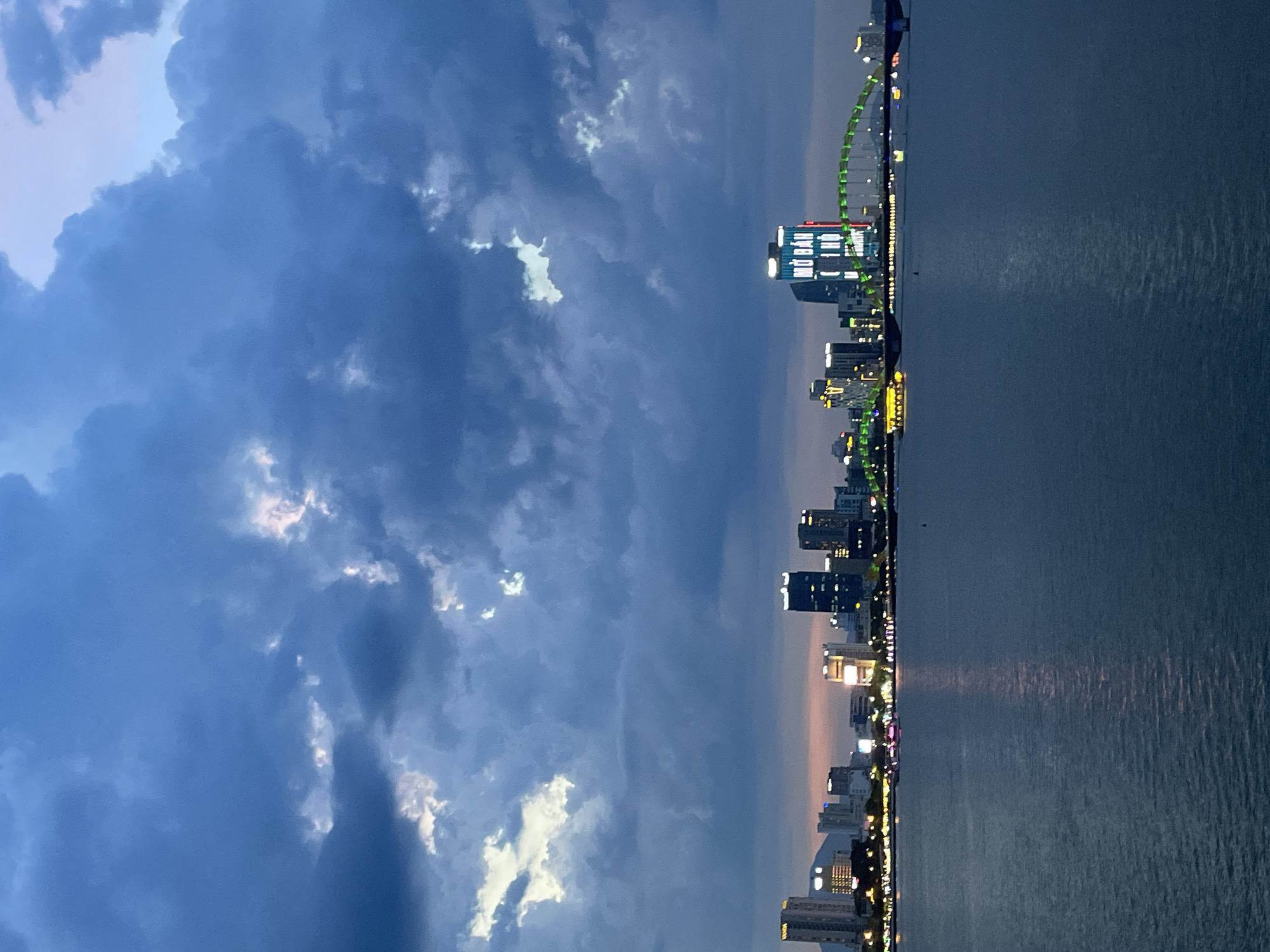 Da Nang's Han River at dusk, storm rolling in