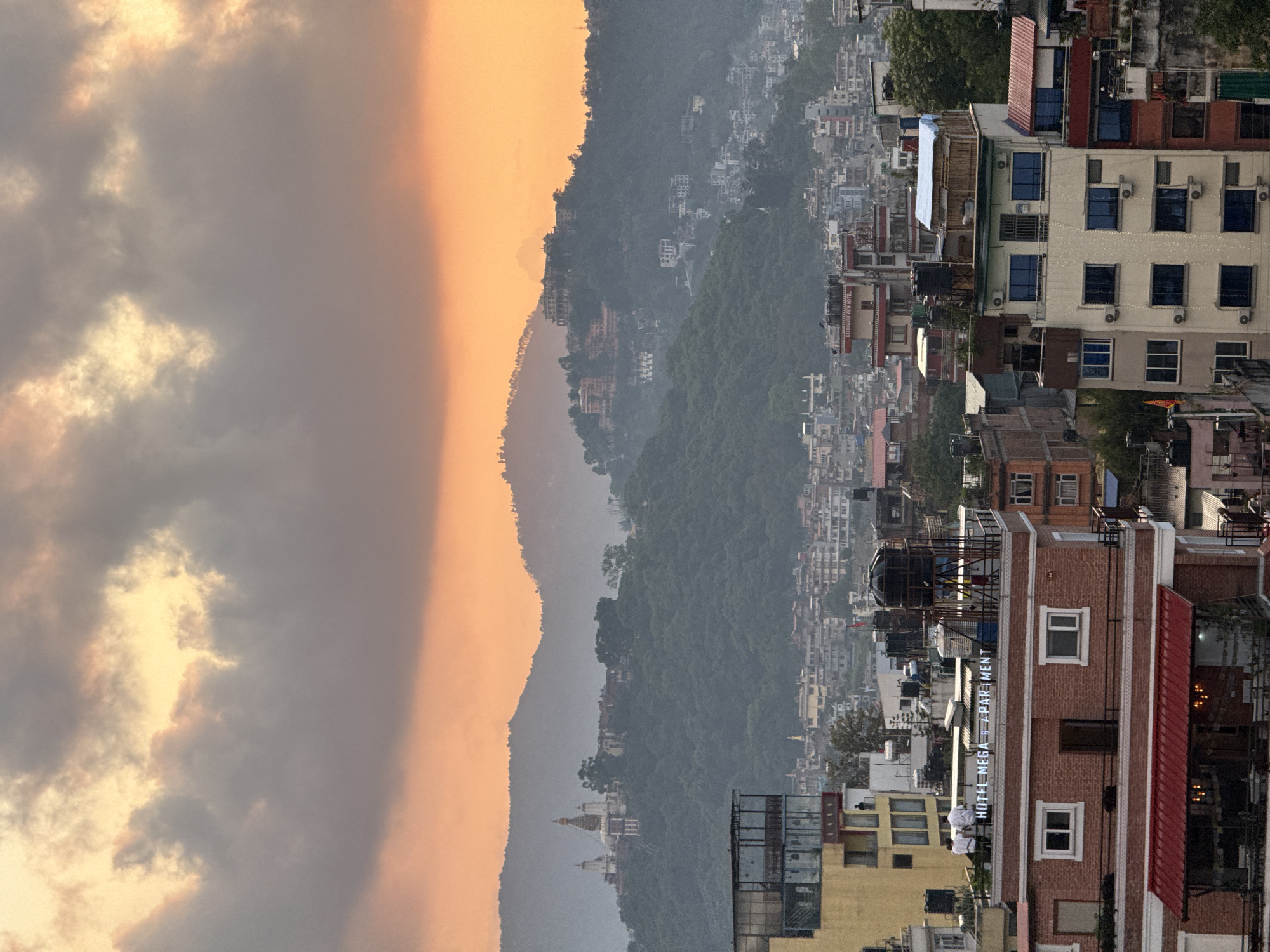Dramatic twilight sky observed over Kathmandu cityscape
