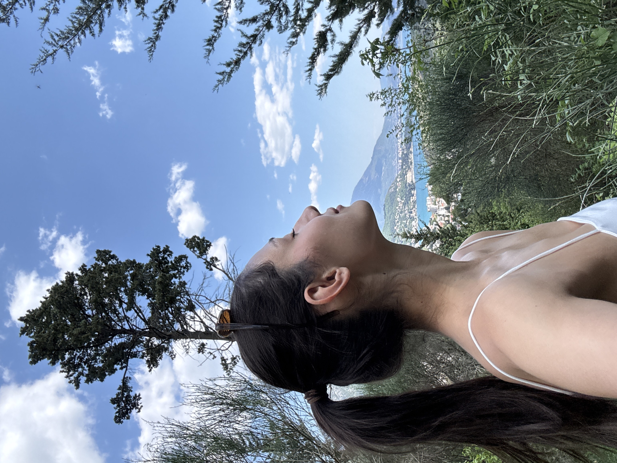 Woman spotted gazing at sky in Sutomore, Montenegro