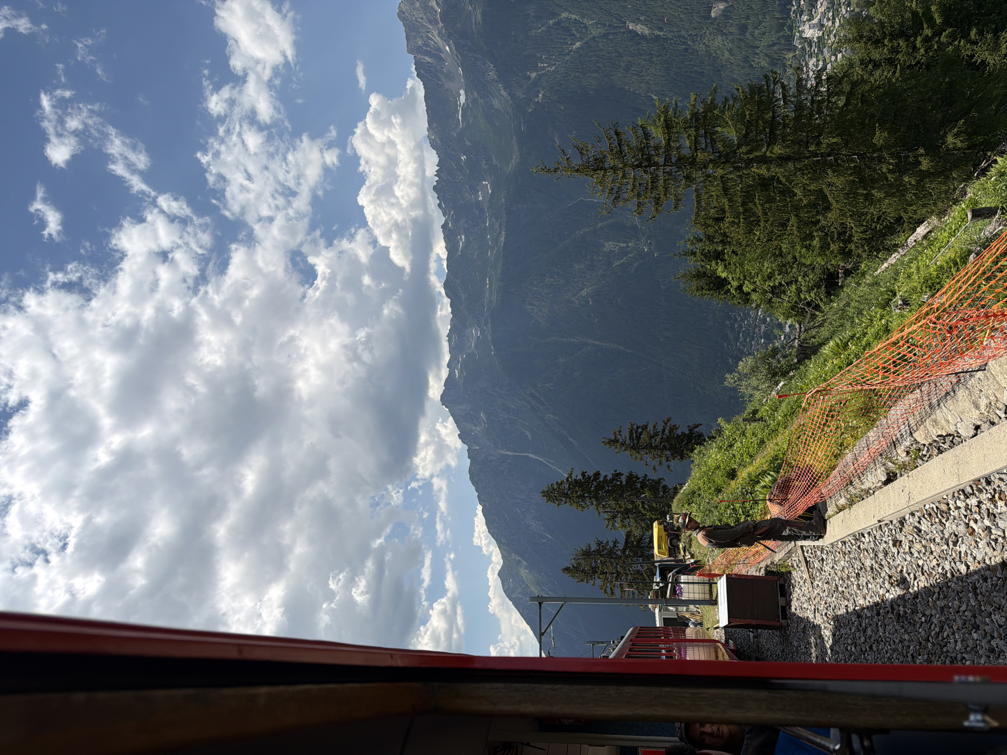 Cogwheel train winding through the Alps above Chamonix