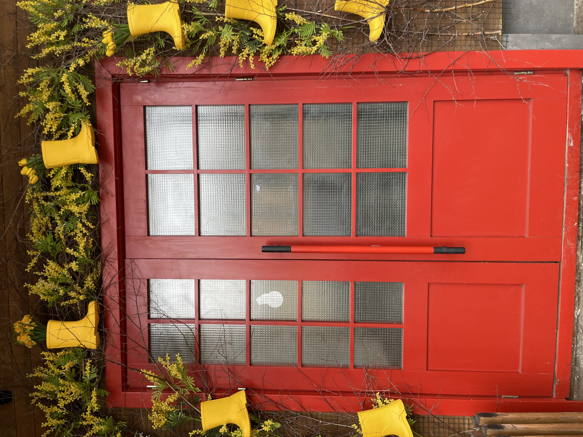 Decorated red door spotted in Izhevsk, Russia