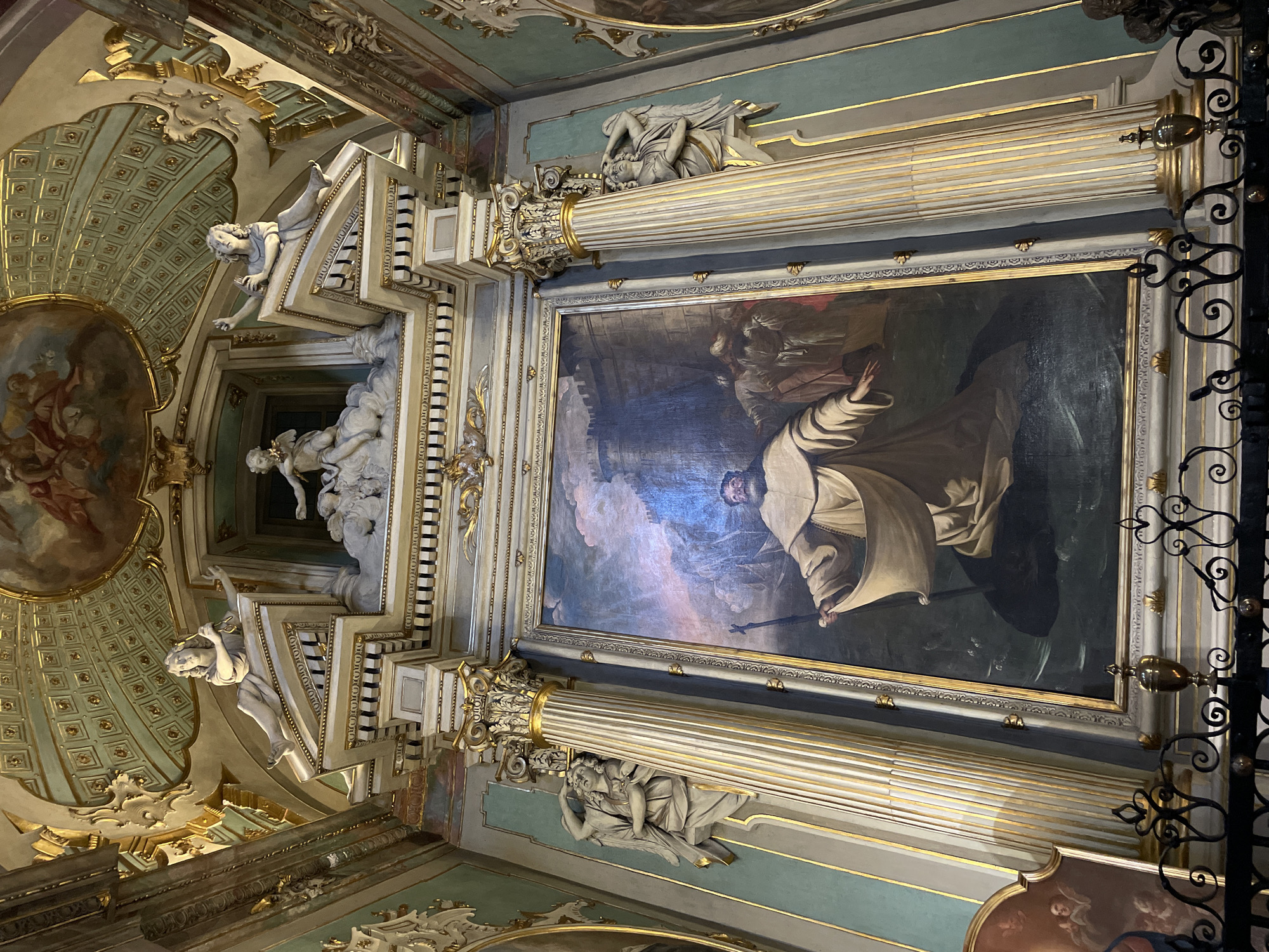 Tourist documents historic architecture during morning walk in Bergamo