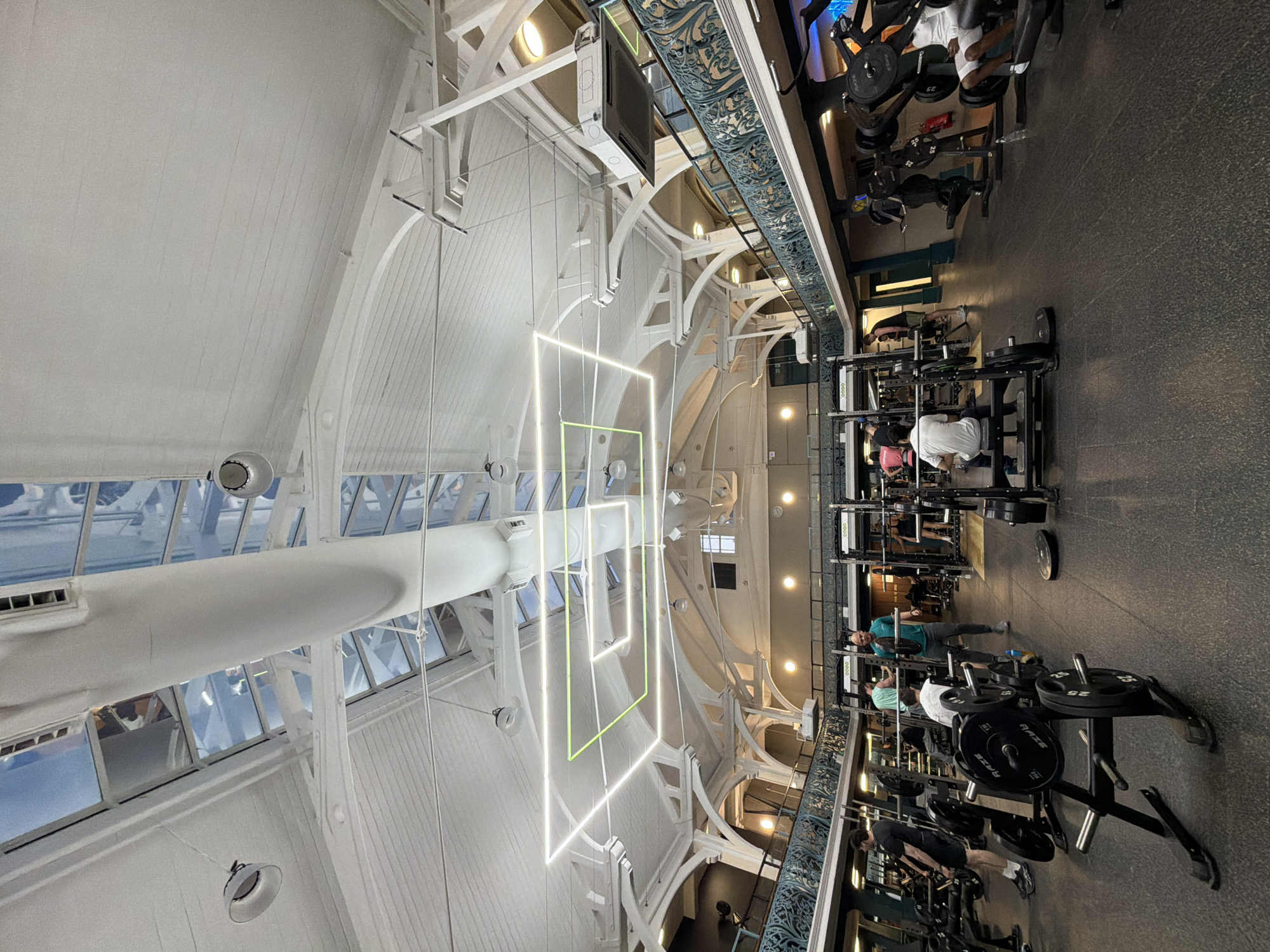 Man photographed in modern London gym facility