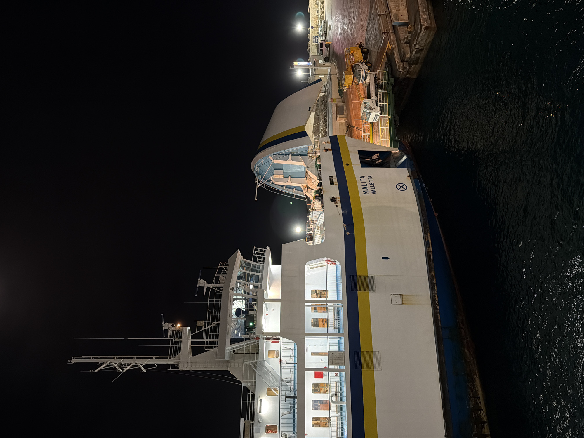 Ferry MALITA VALLETTA docked at Mġarr port Malta evening