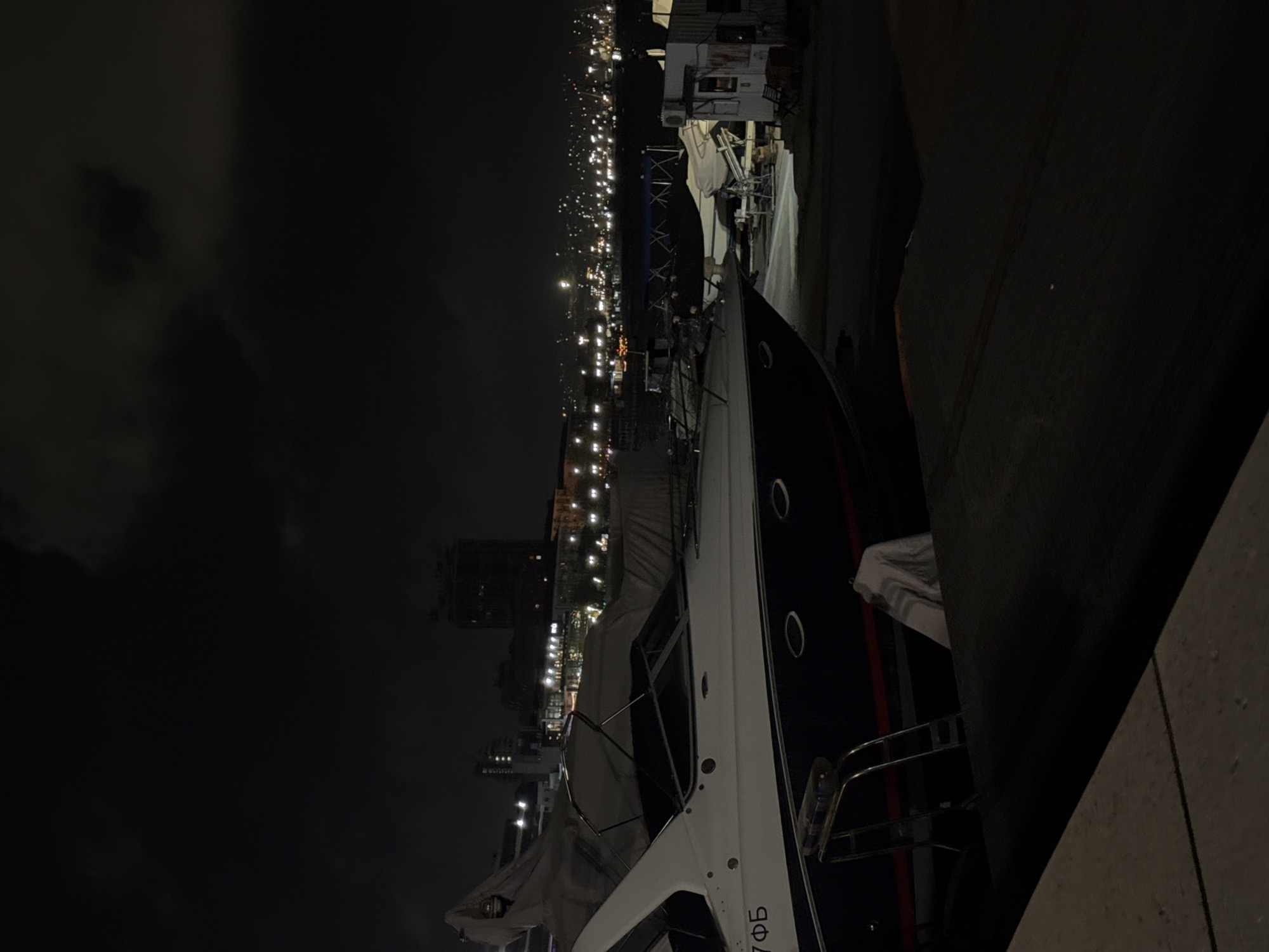 Yacht and carnival lights captured in Novorossiysk evening