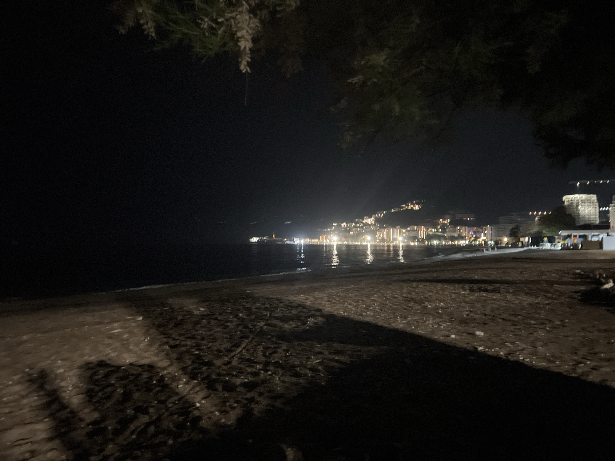 Nighttime coastal scenes documented in Budva, Montenegro