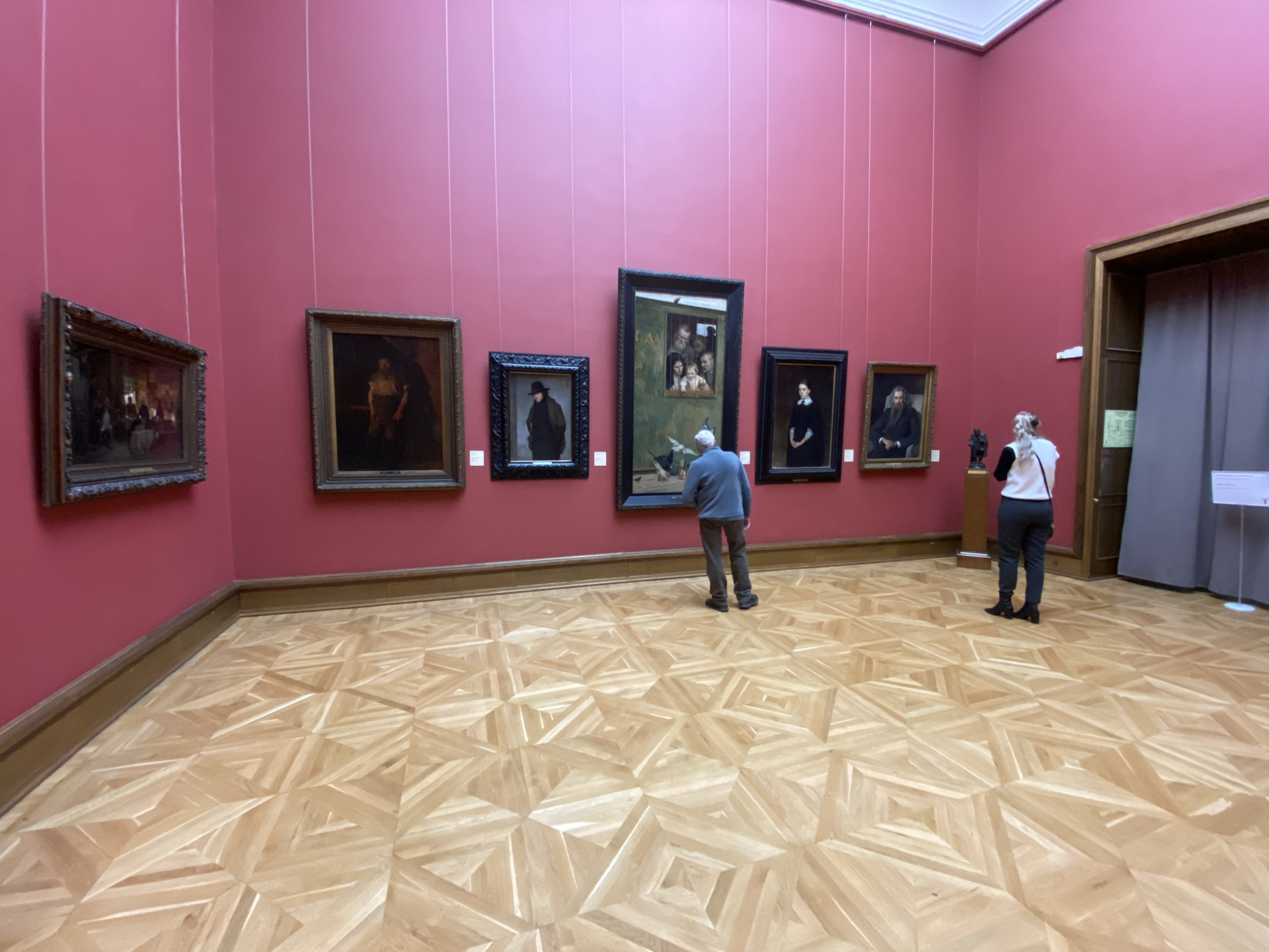 Visitor views art at Moscow's Tretyakov Gallery