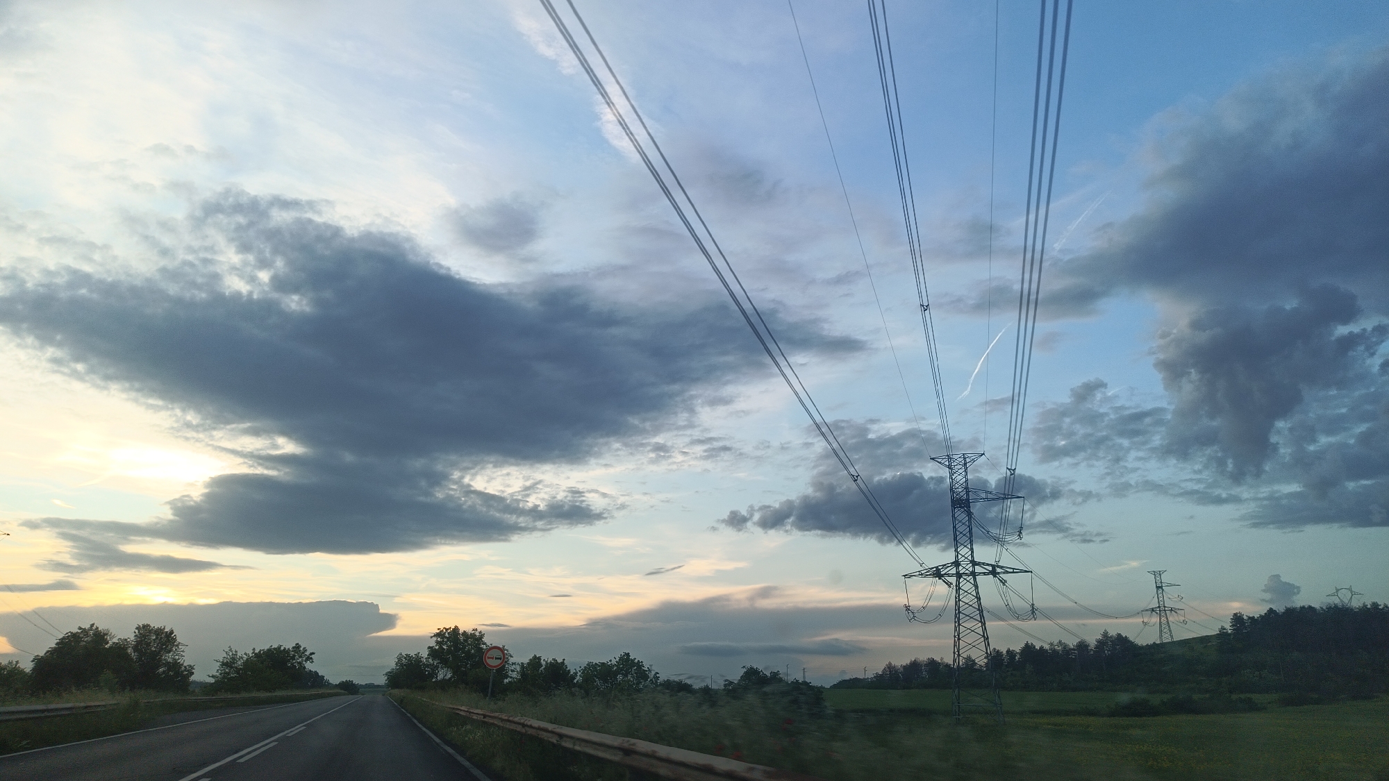 Road scene documented near Bulgarovo, Bulgaria at dusk