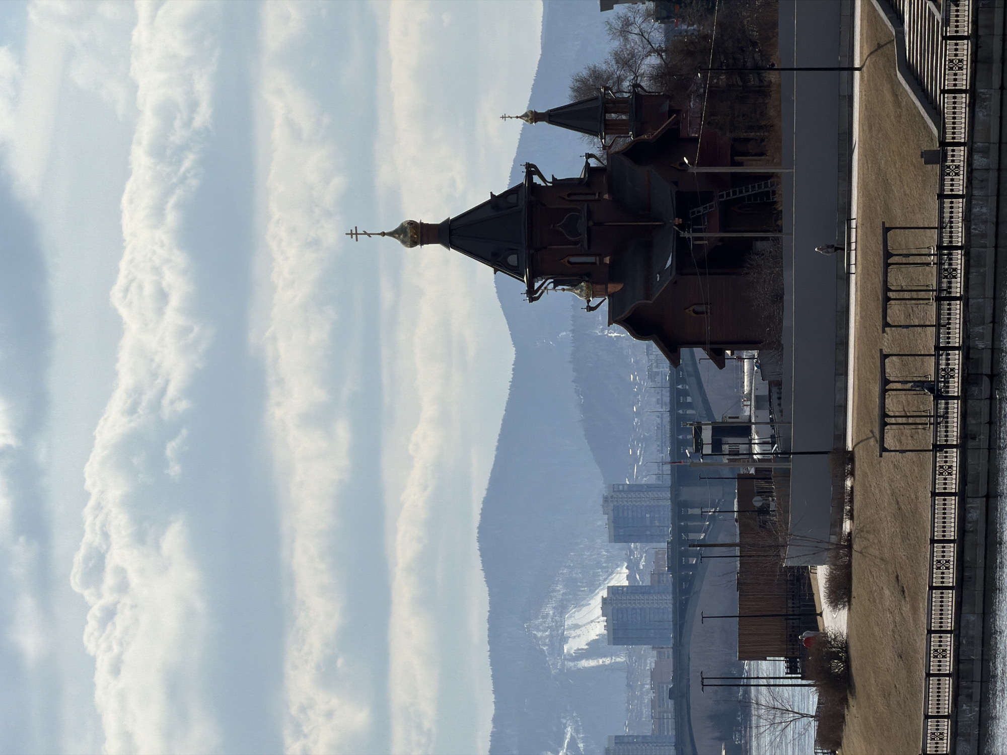 Panoramic view captured of Krasnoyarsk cityscape from elevated vantage point