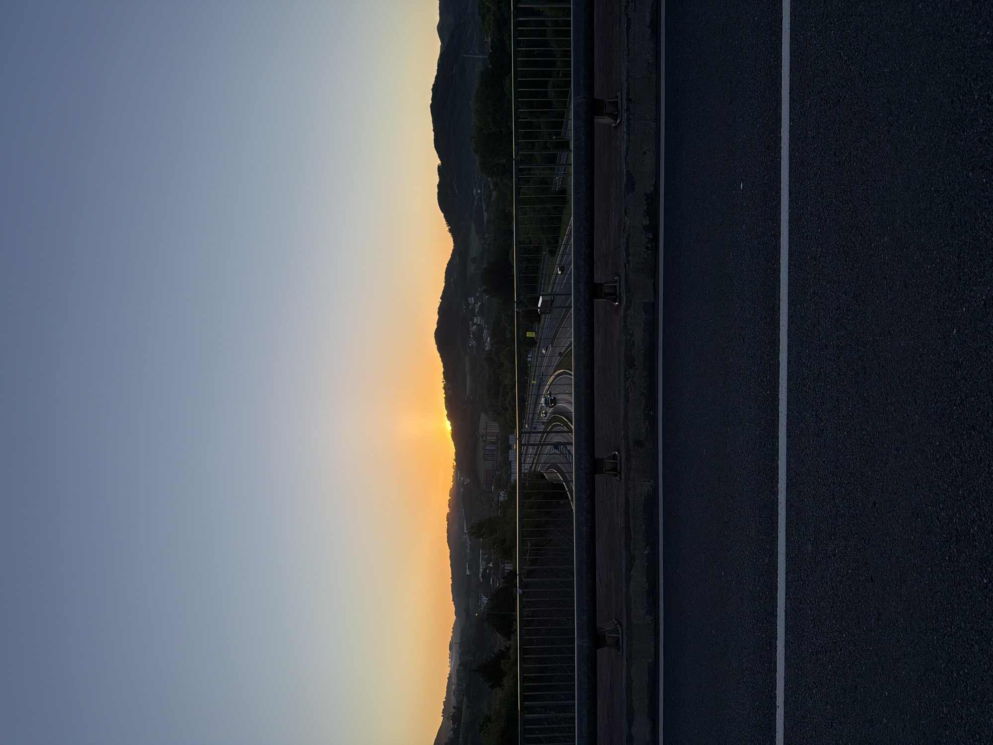 Sunset photographed from bridge in Errenteria, Spain
