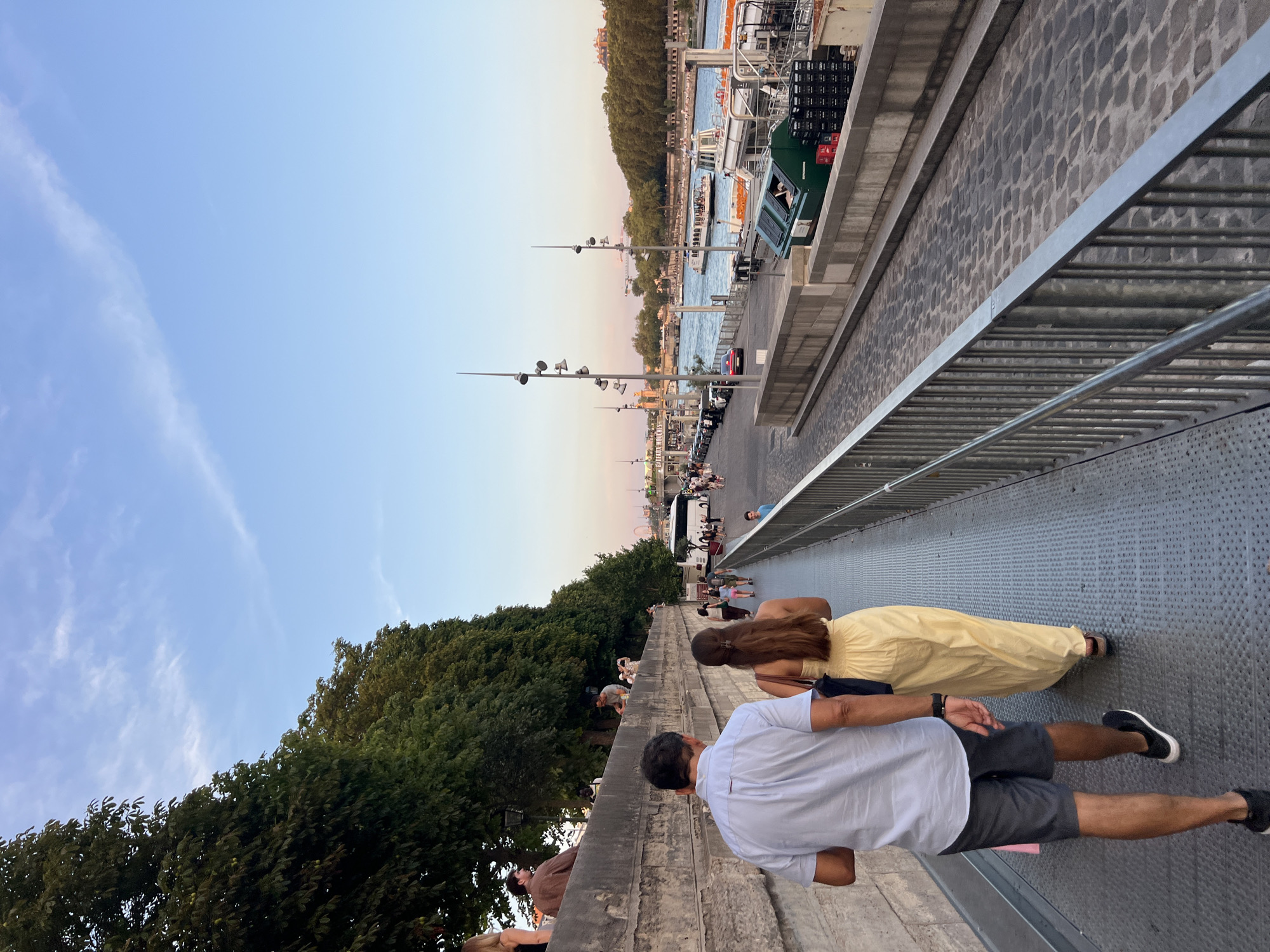 Evening stroll along the Seine with Eiffel Tower views