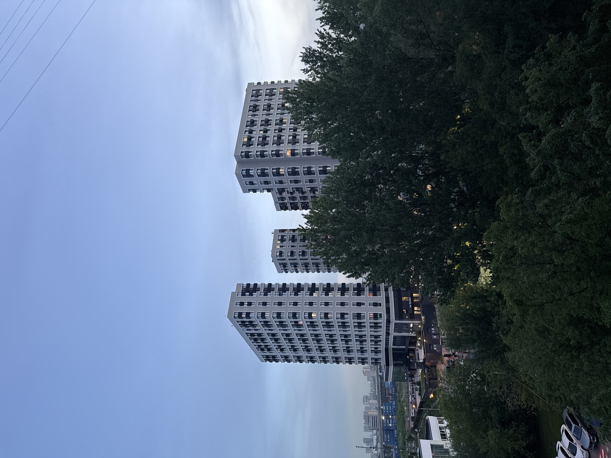 Modern apartment buildings observed in Khimki residential area