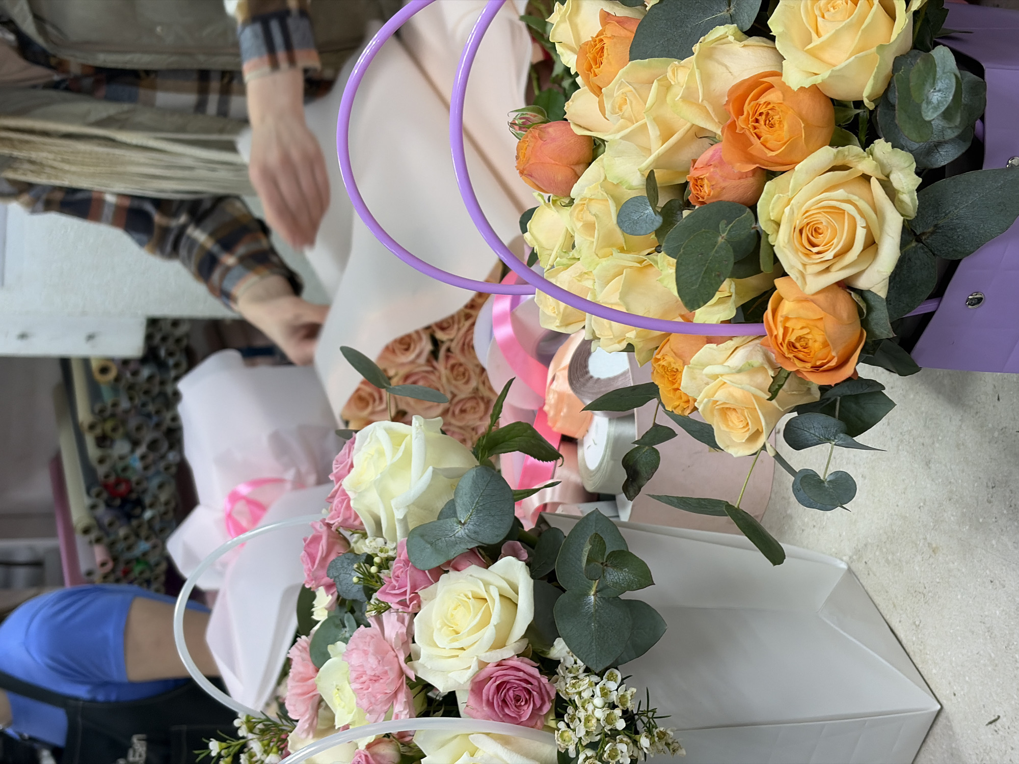 Flower bouquets spotted across Minsk during morning hours