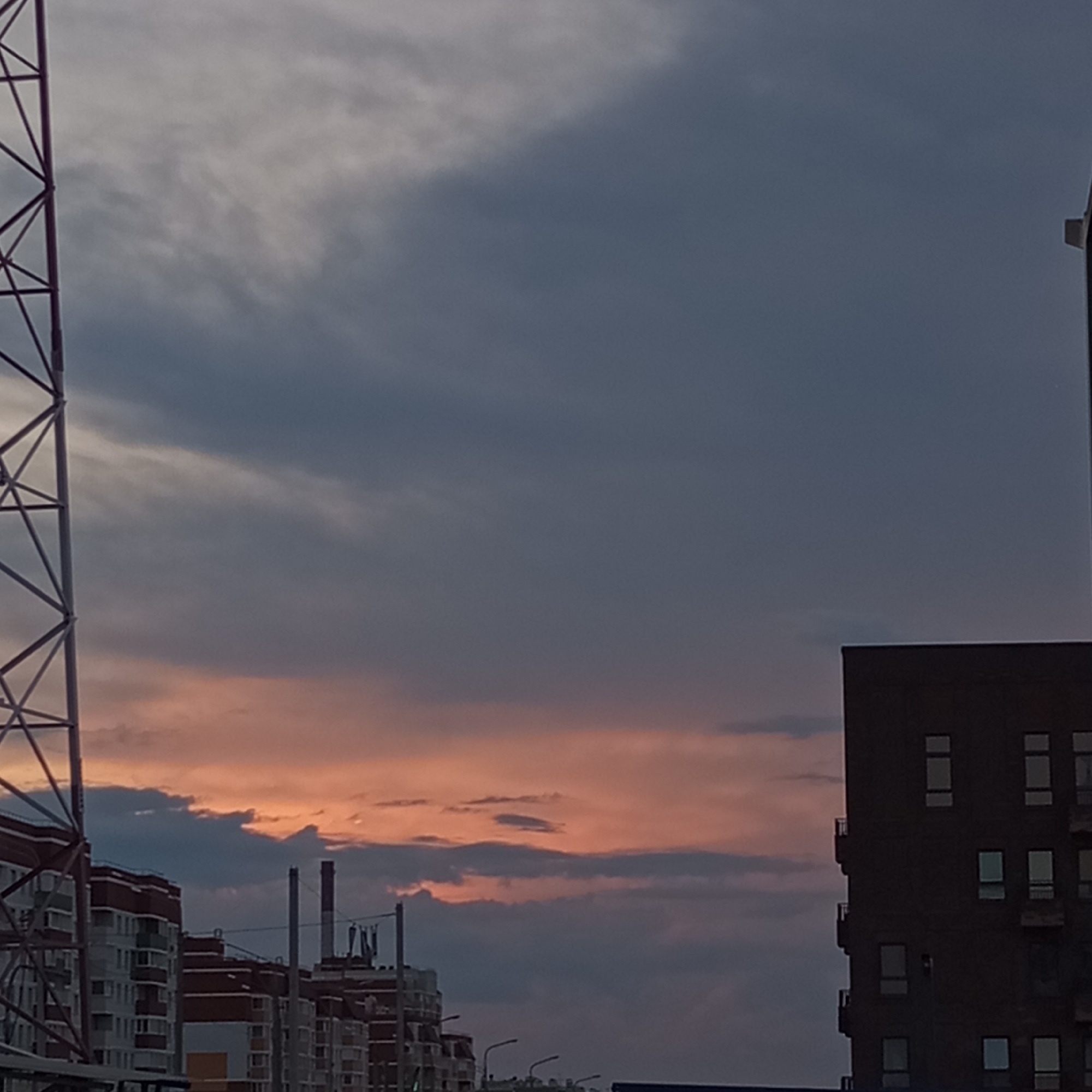 Twilight cityscape captured in Pervomaysky, Russia