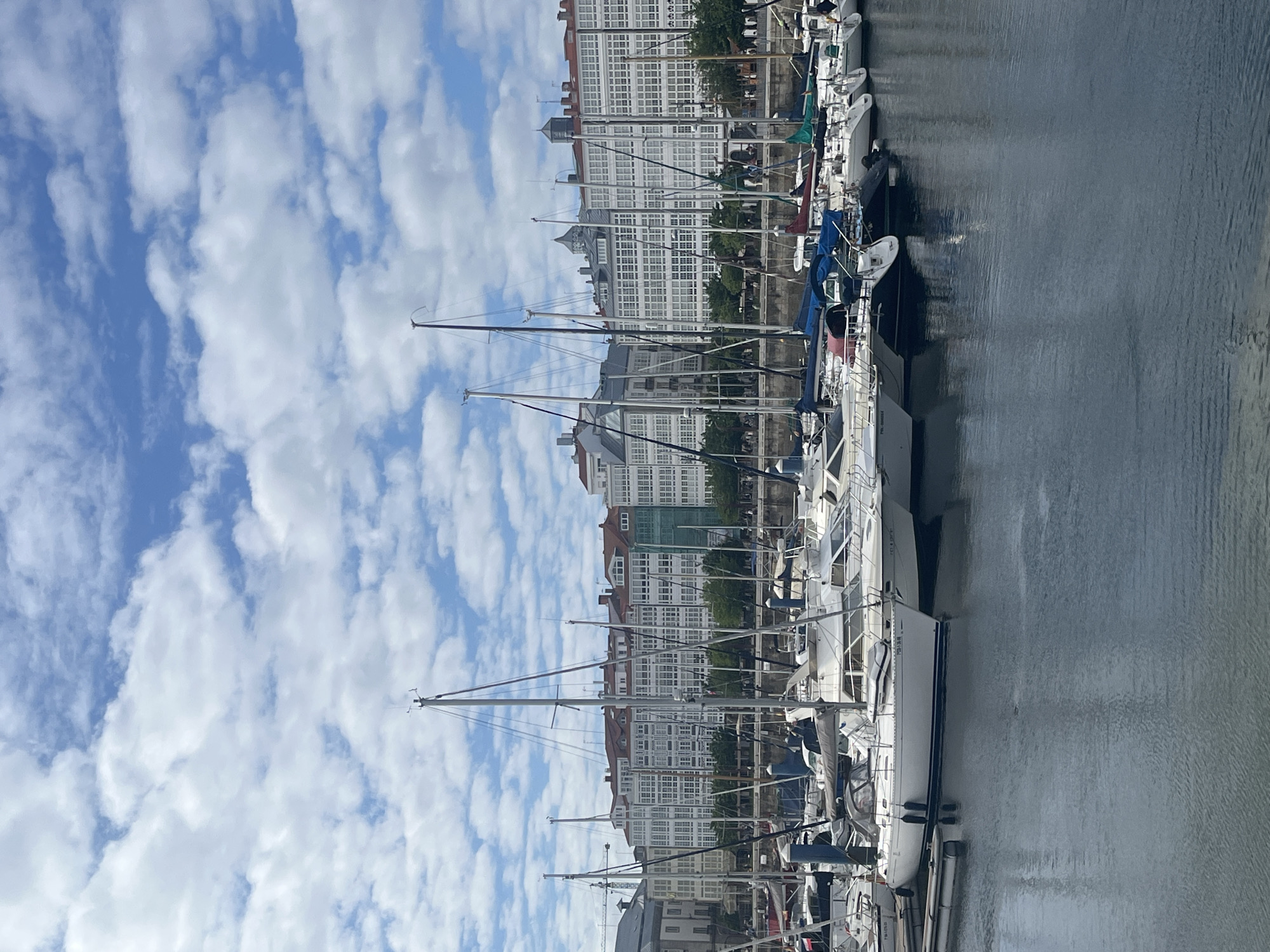 Afternoon harbor life documented in A Coruña, Spain