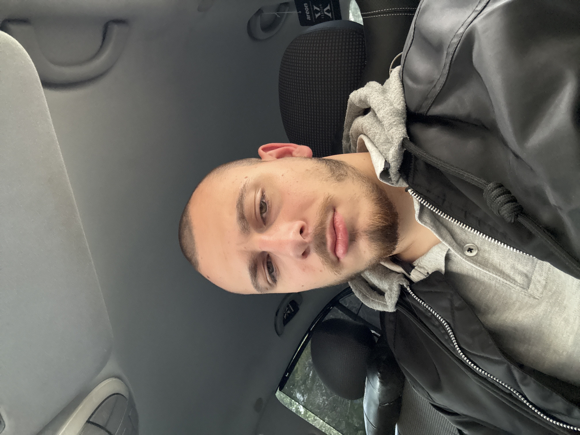 Driver documents snack break in Mercedes-Benz, Stara Zagora
