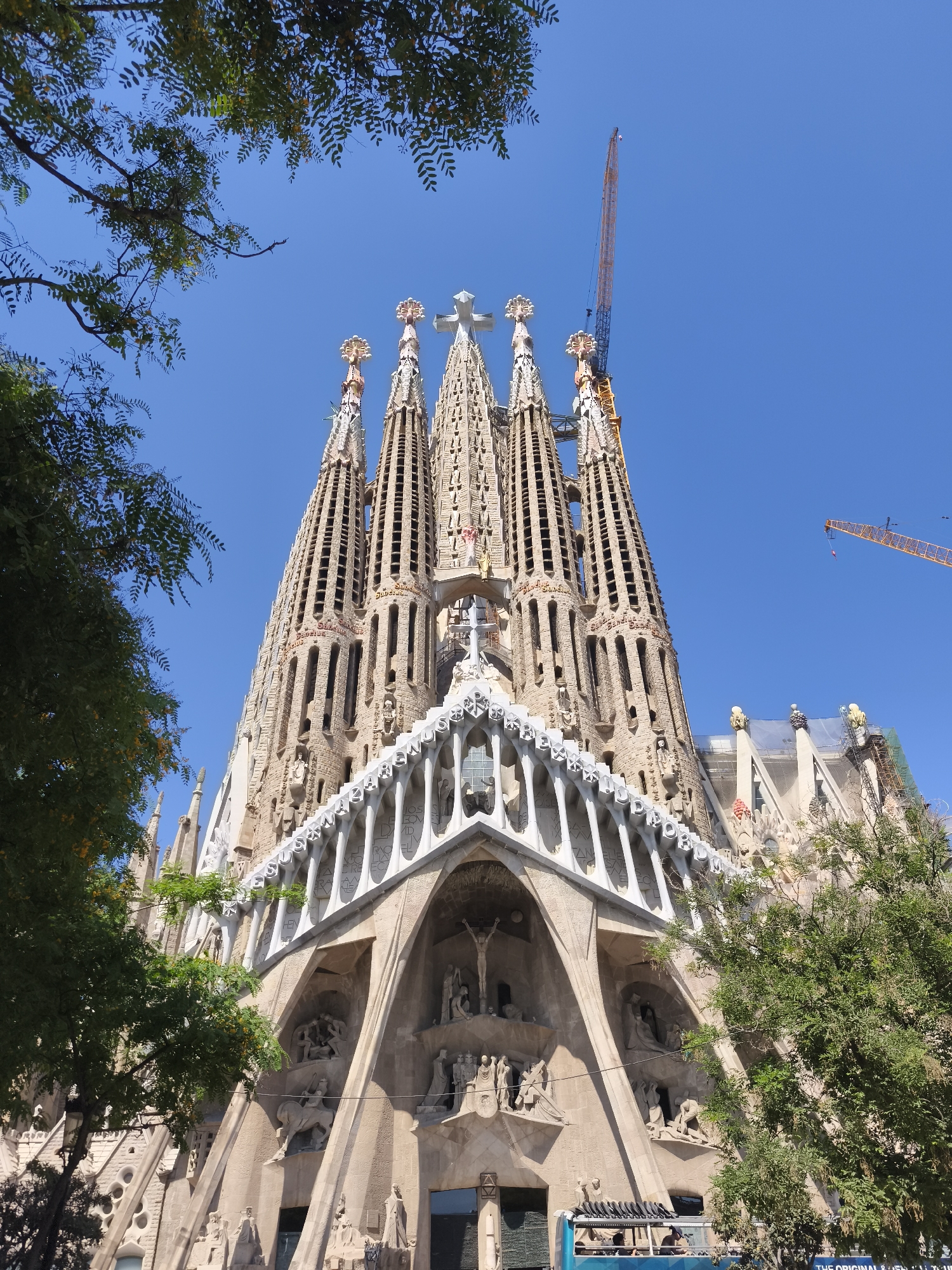 Tourist documents Sagrada Familia views in Barcelona