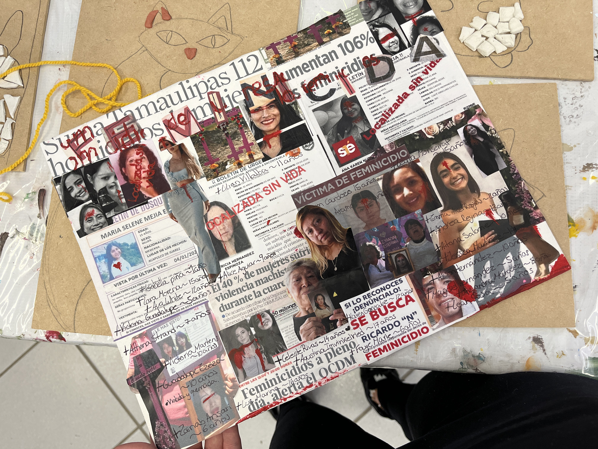 Femicide memorial collage documented in Puebla, Mexico
