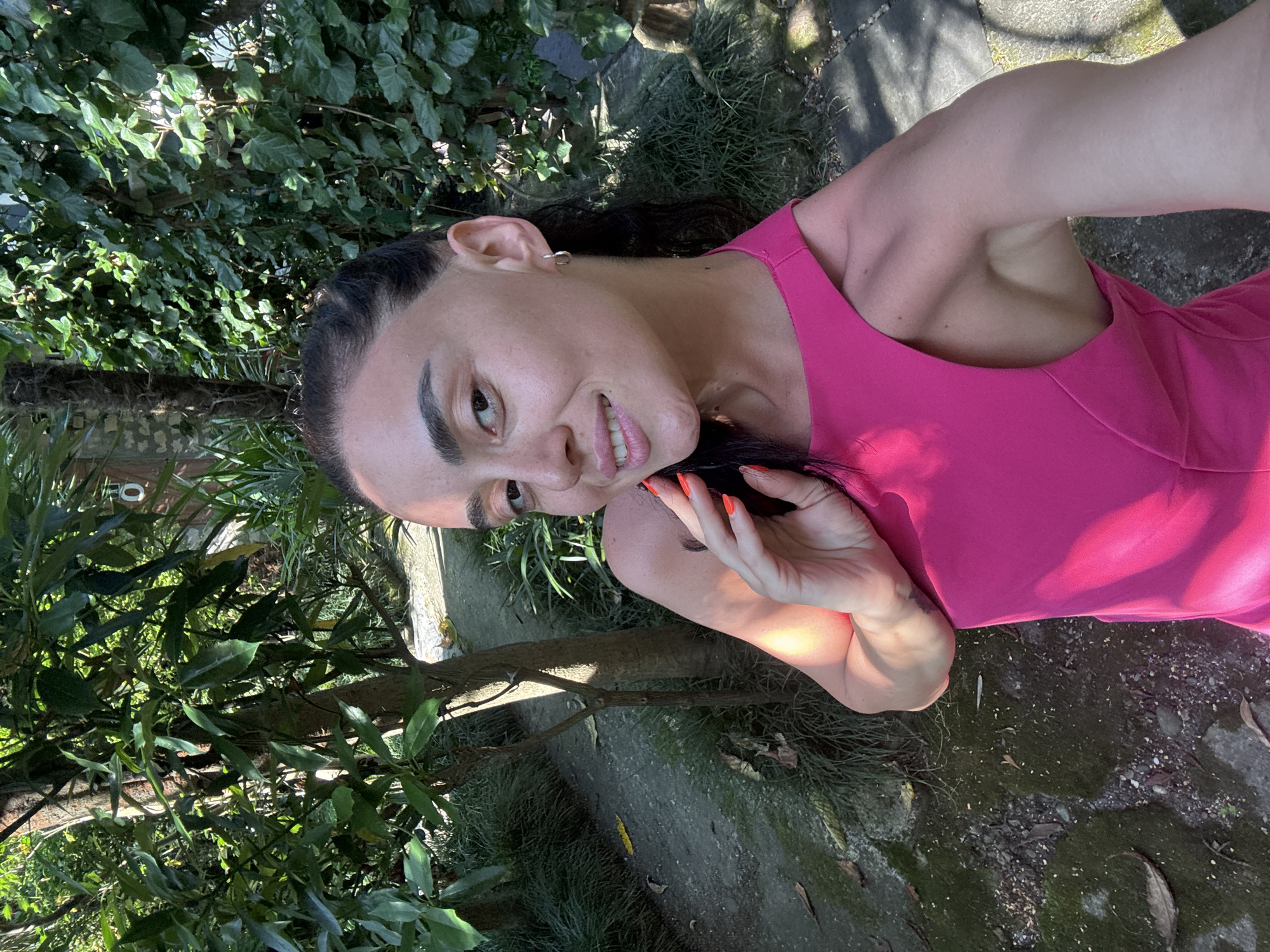 Selfie session in a lush Batumi garden, June 2026