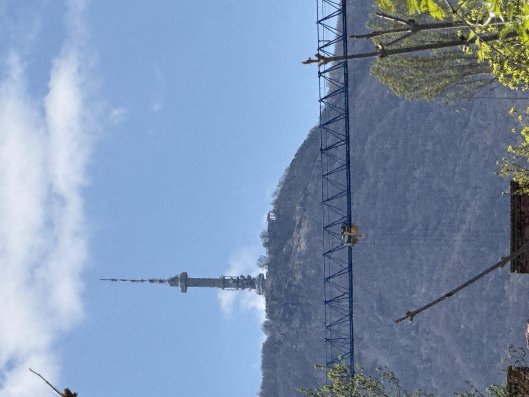 Sofia landmarks and construction crane documented Thursday morning