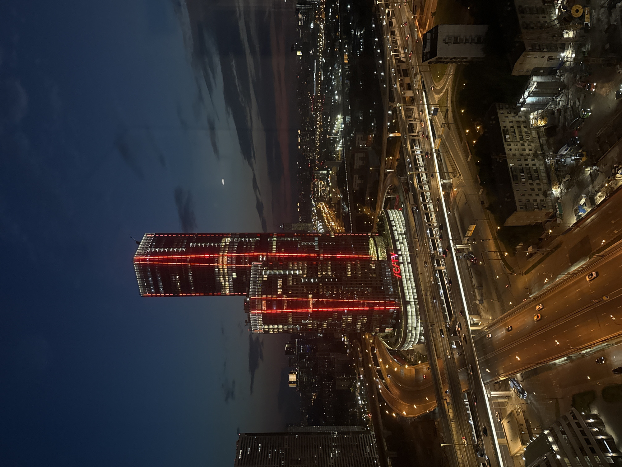 Evening life captured in Khimki: aerial cityscape, indoor dining