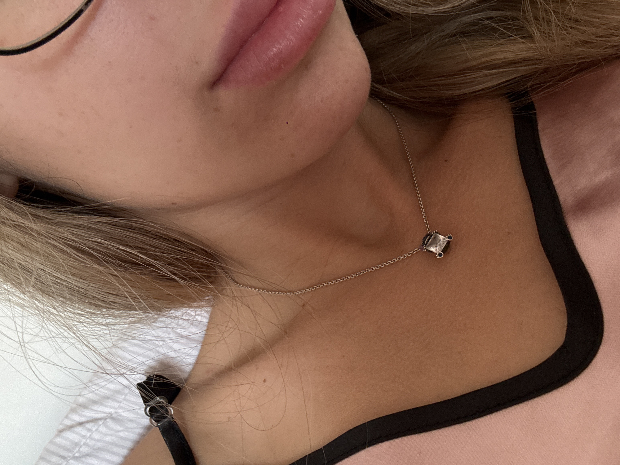 Silver pendant necklace showcased in Nesebar, Bulgaria